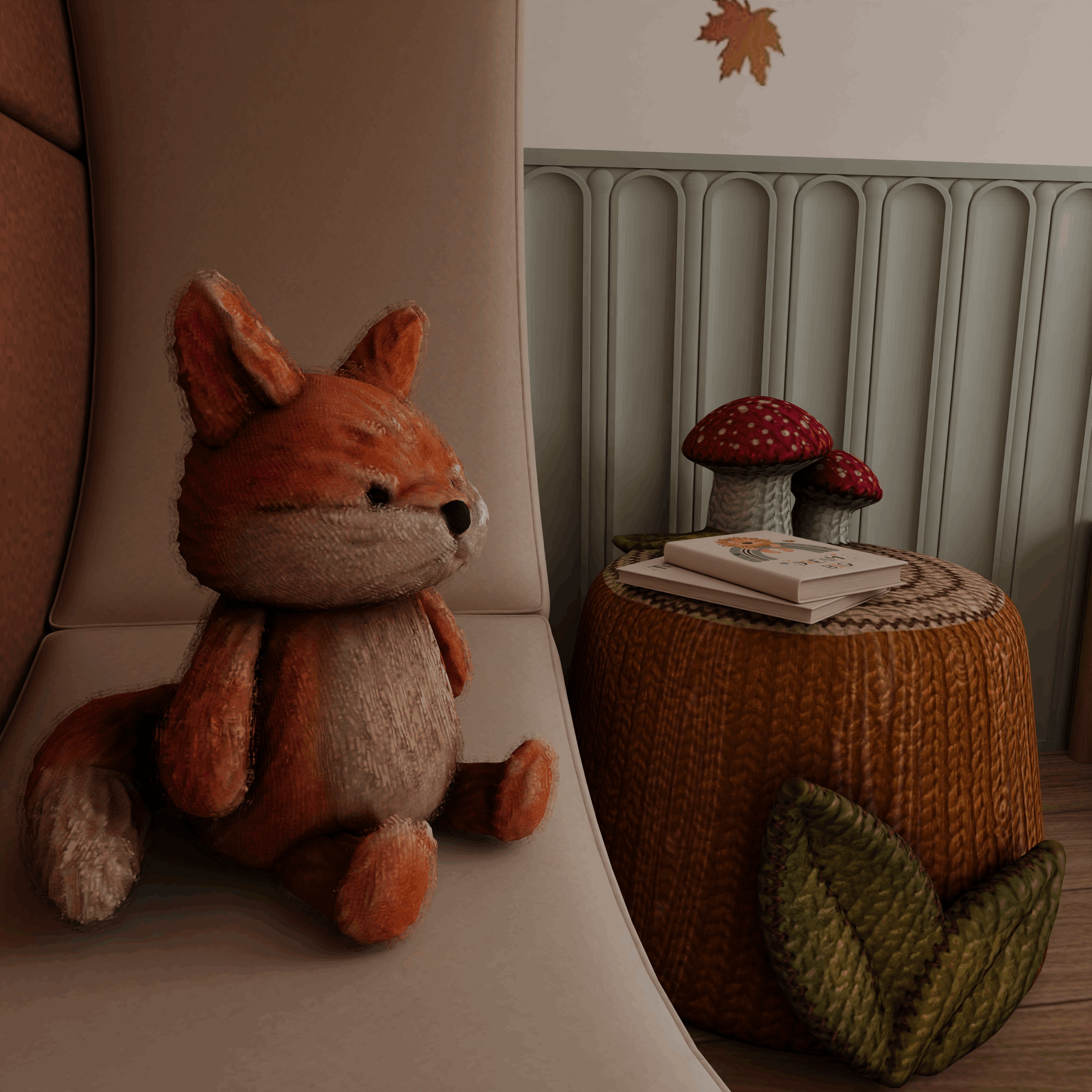 Autumn Kids Room Blender Scene 3D model_7