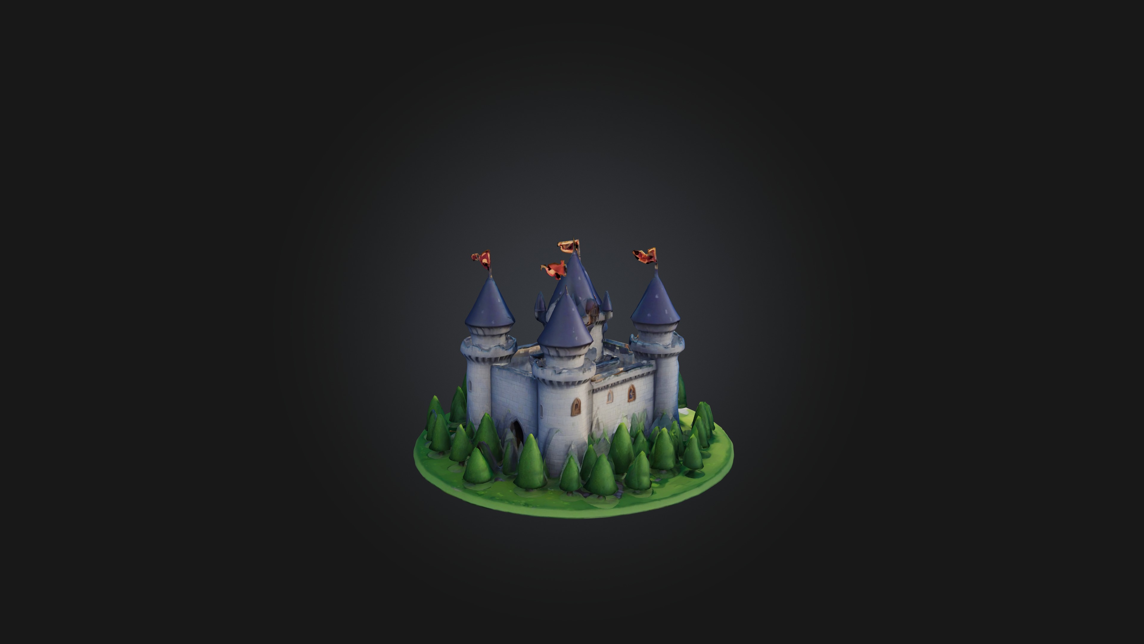 Cartoon Castle Low-poly 3D model_3