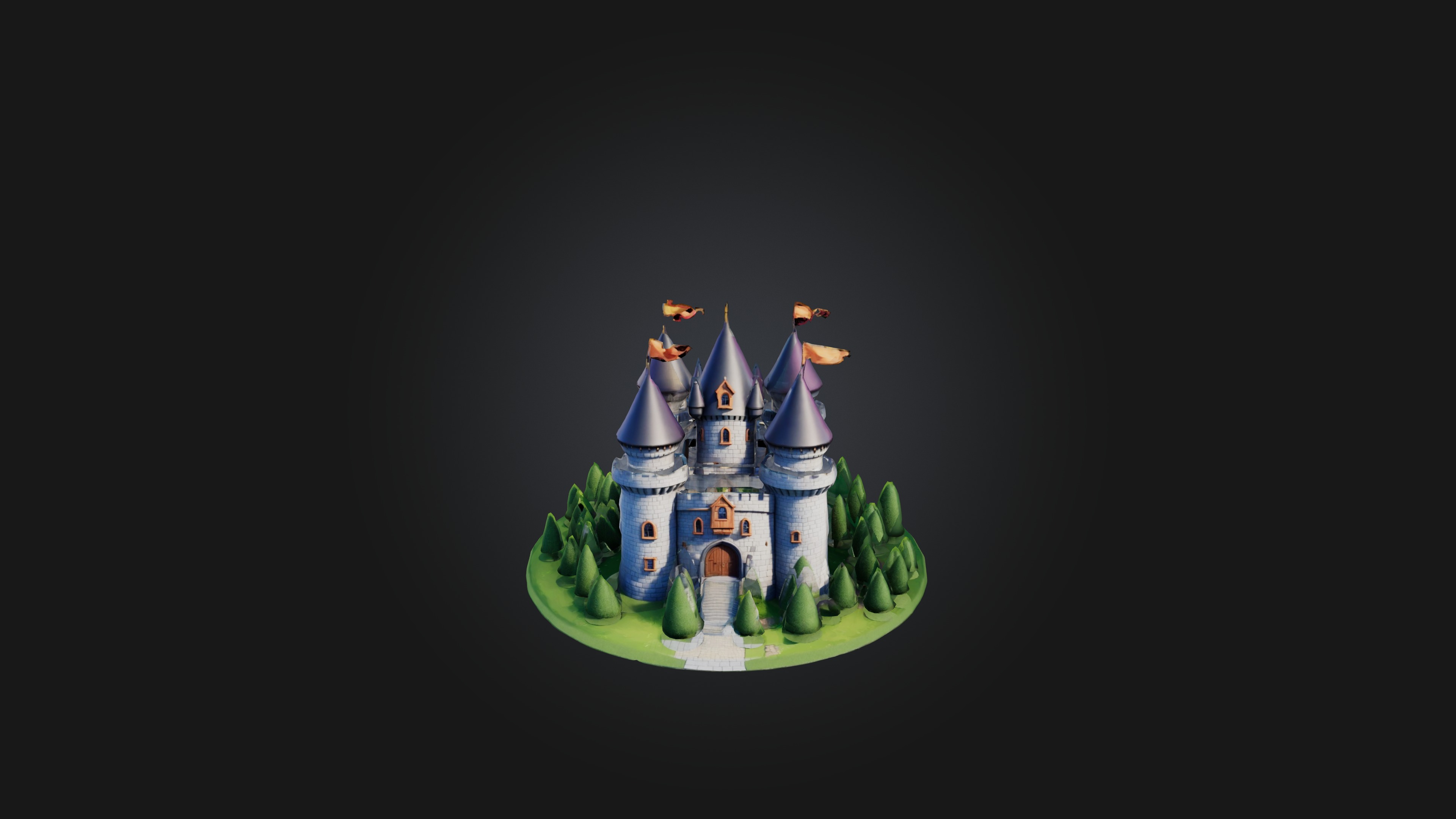 Cartoon Castle Low-poly 3D model_1