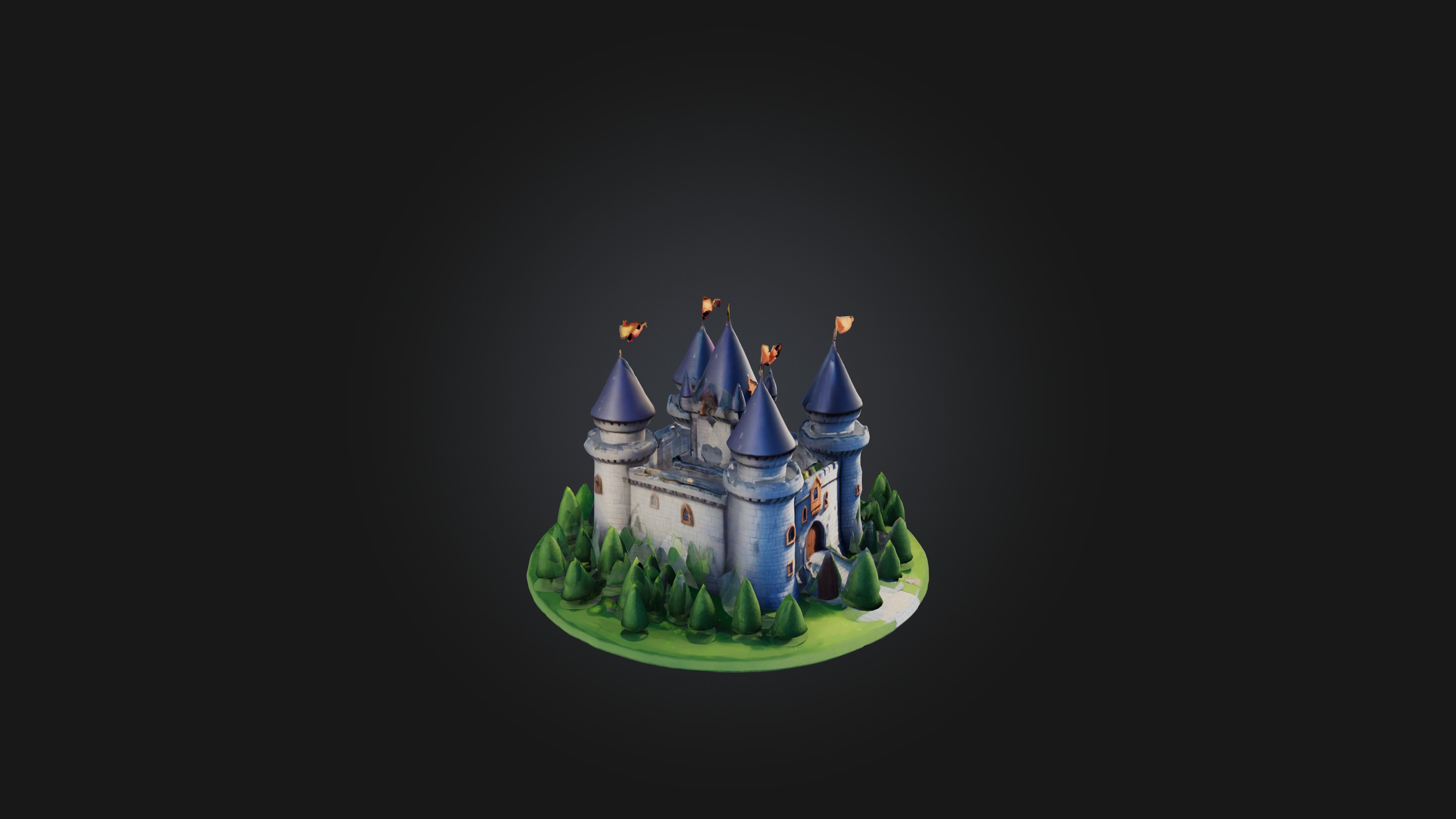 Cartoon Castle Low-poly 3D model_2