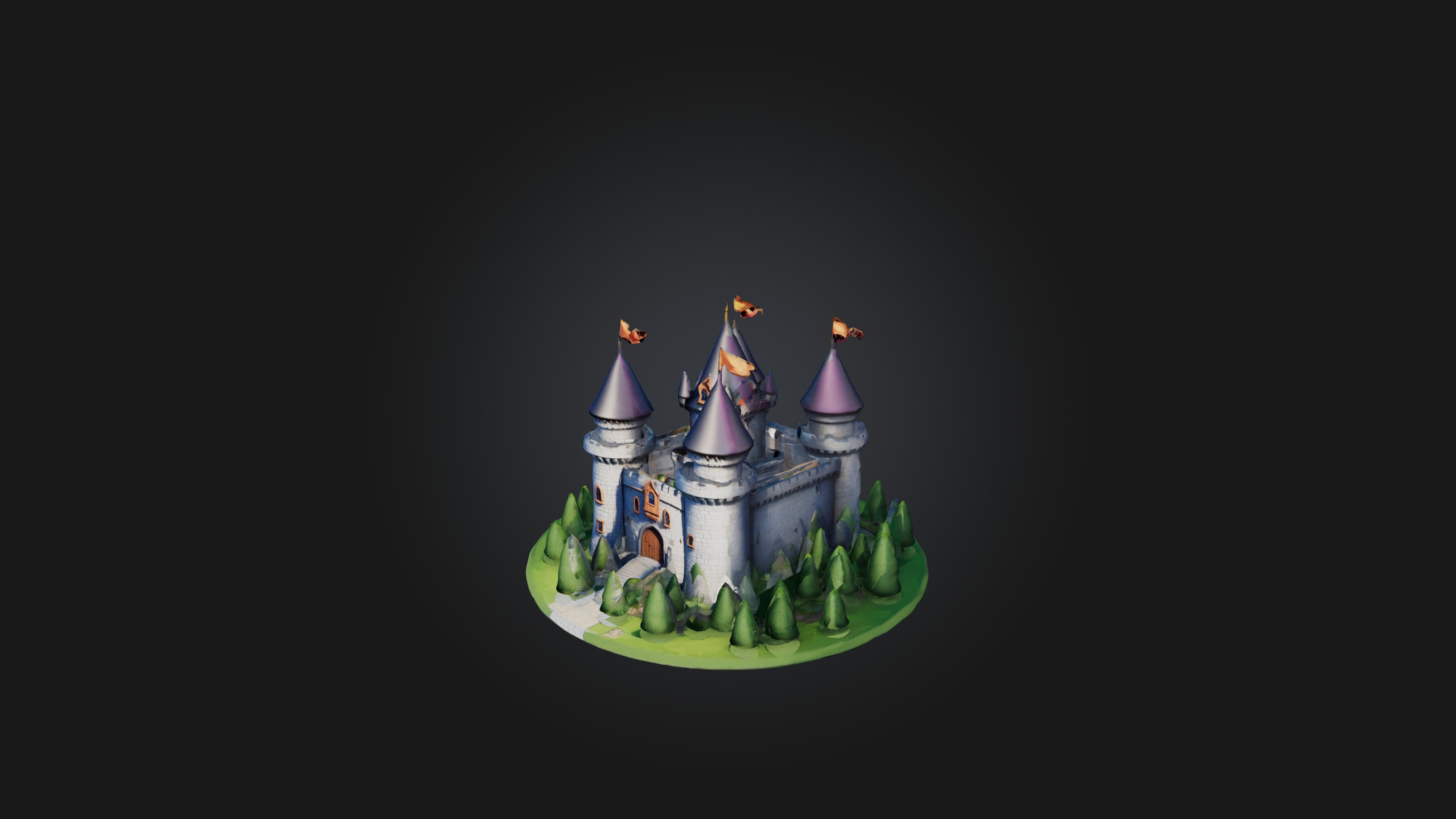 Cartoon Castle Low-poly 3D model_4