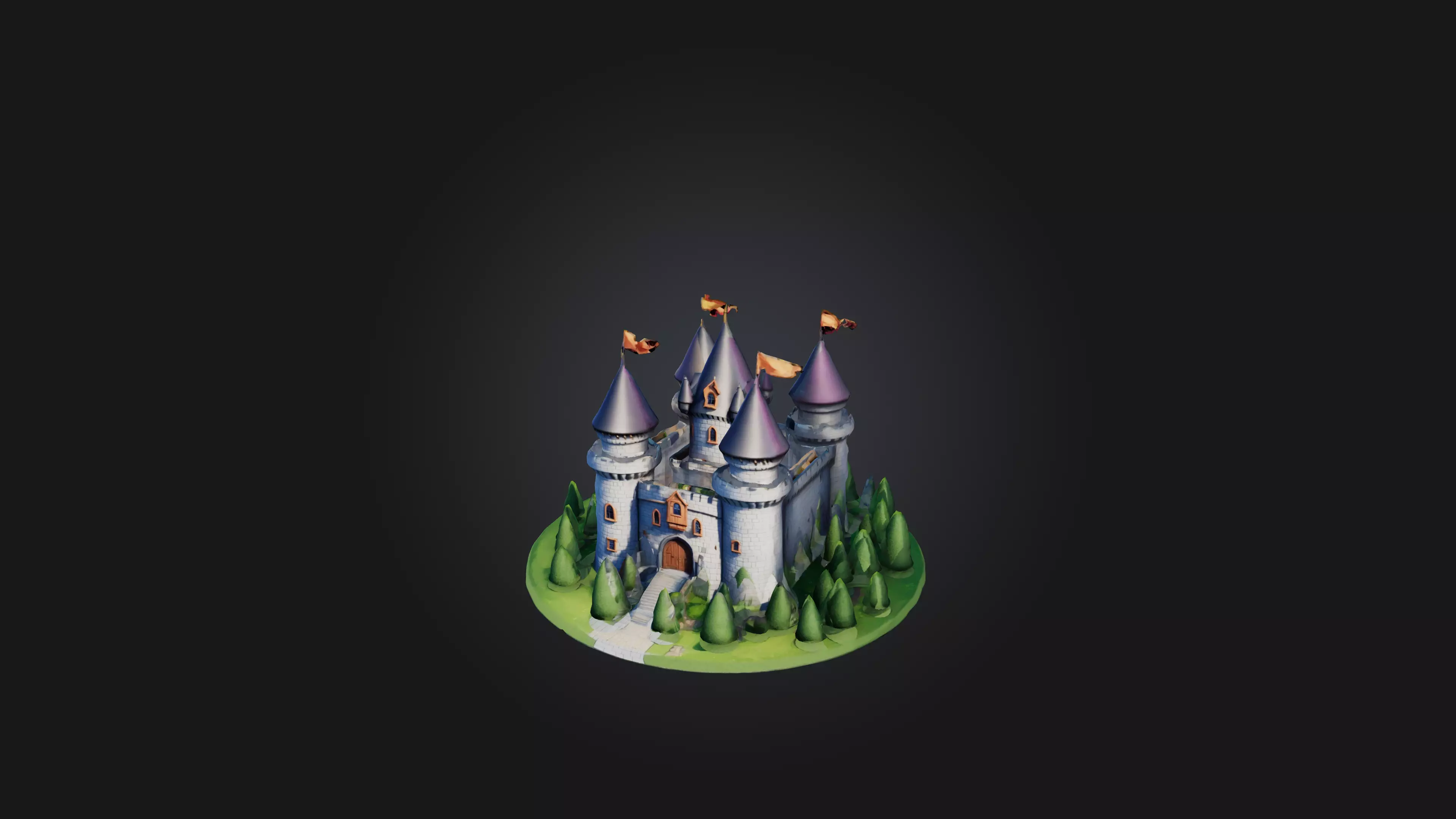 Cartoon Castle Low-poly 3D model_0