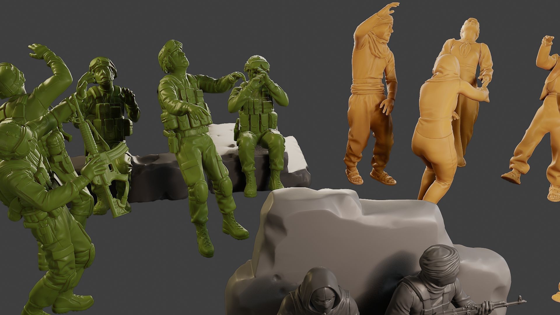 Conflict Scene Figurine Print ESFP1 Pack1 3D Model Collection_23