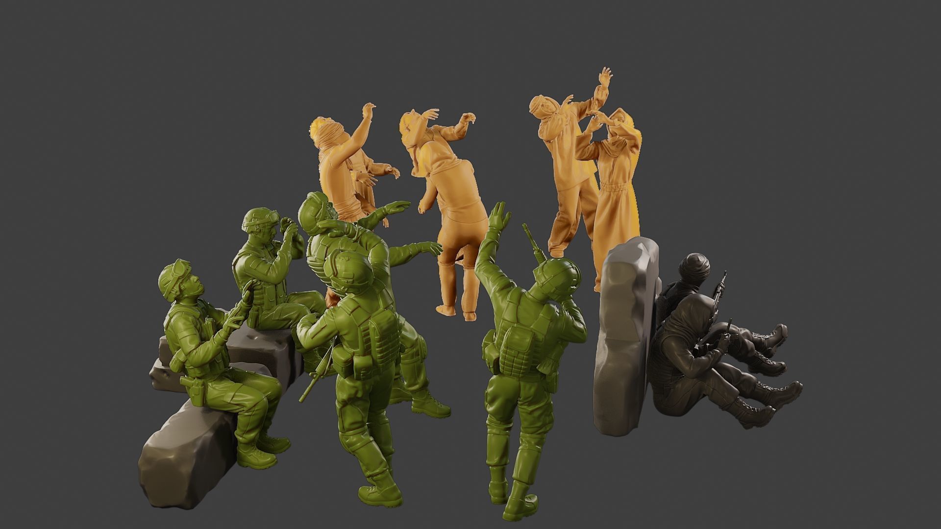Conflict Scene Figurine Print ESFP1 Pack1 3D Model Collection_24