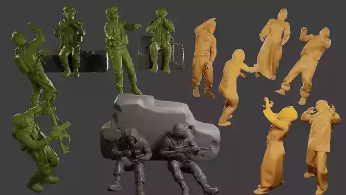 Conflict Scene Figurine Print ESFP1 Pack1 3D Model Collection