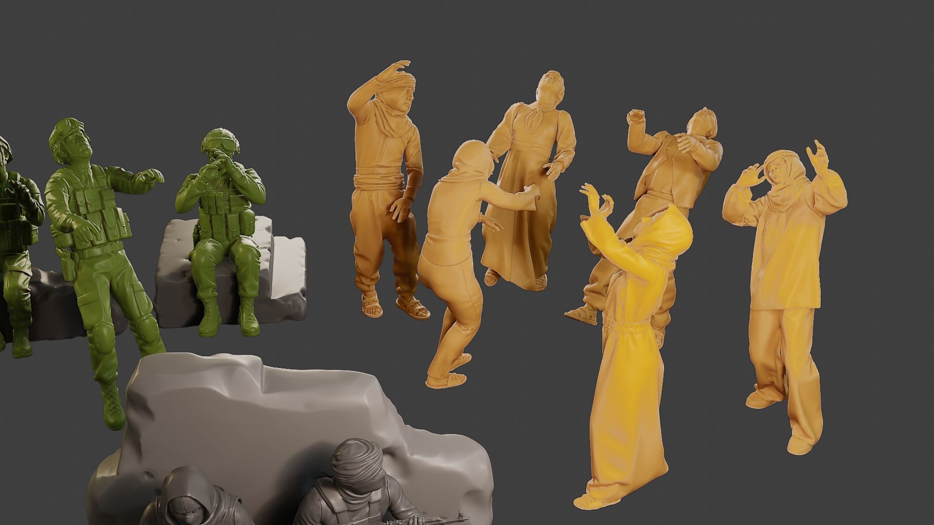 Conflict Scene Figurine Print ESFP1 Pack1 3D Model Collection_29