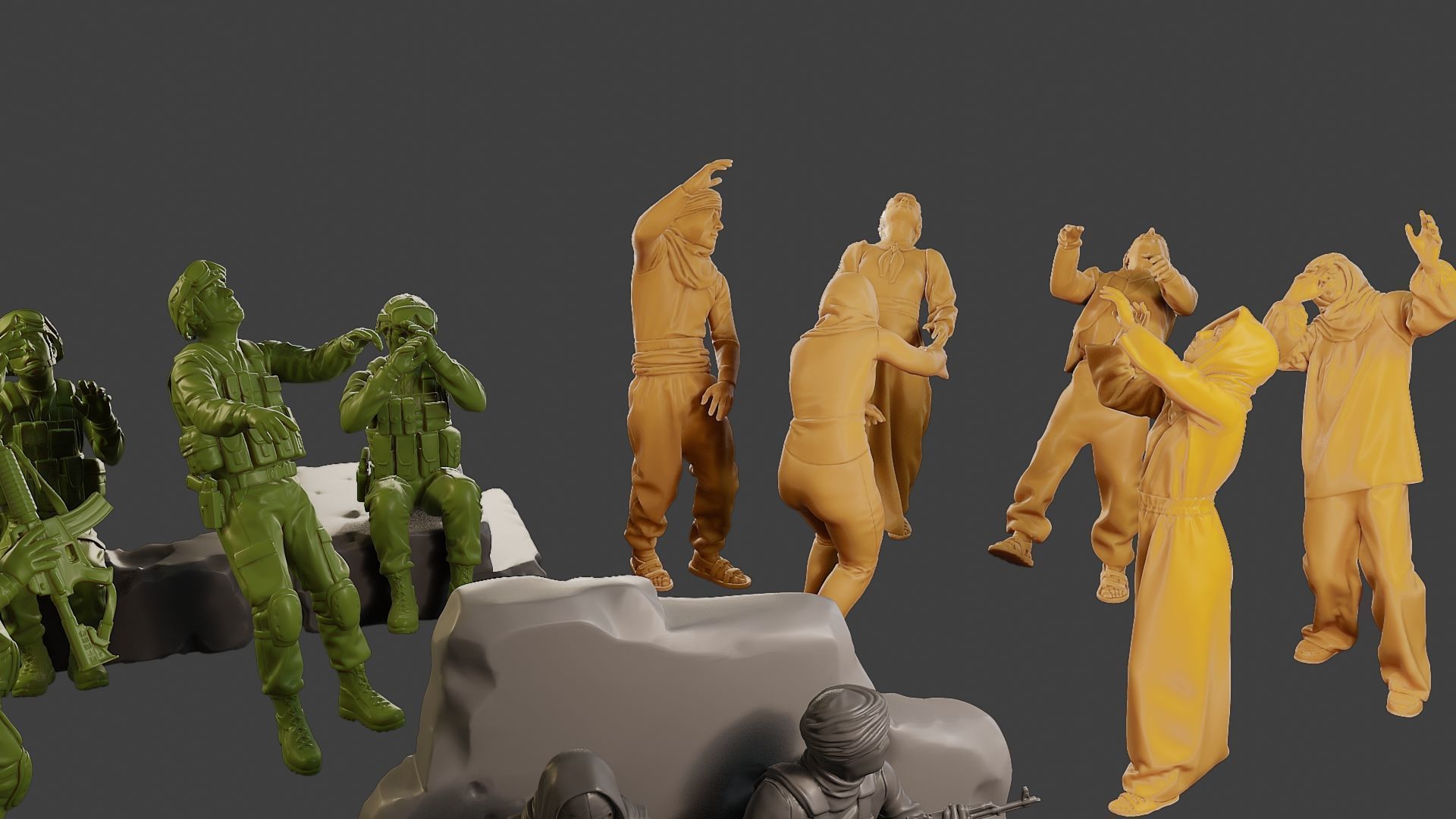 Conflict Scene Figurine Print ESFP1 Pack1 3D Model Collection_16