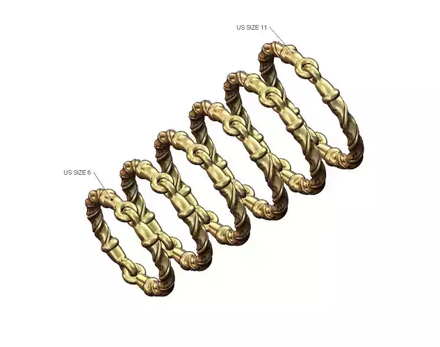 Double link french braided ribbon eternity ring US sizes 6to11