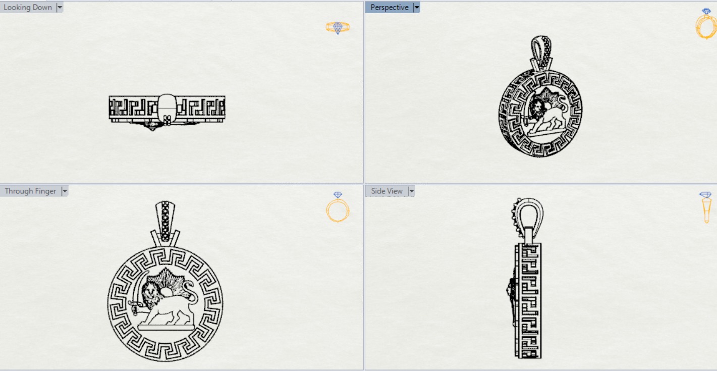 pahlavi gold pendant jp0159 3D print model_14