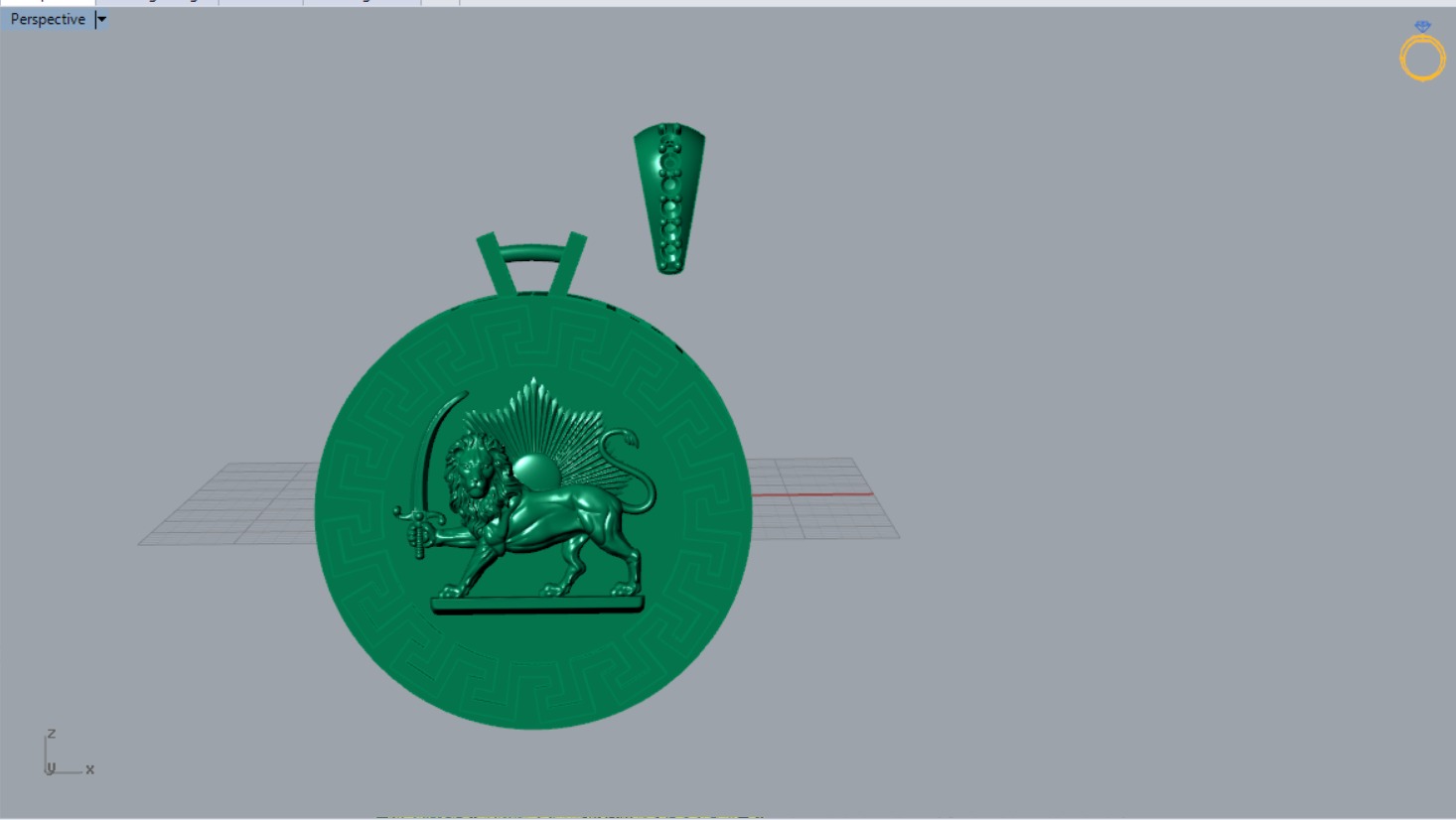 pahlavi gold pendant jp0159 3D print model_17