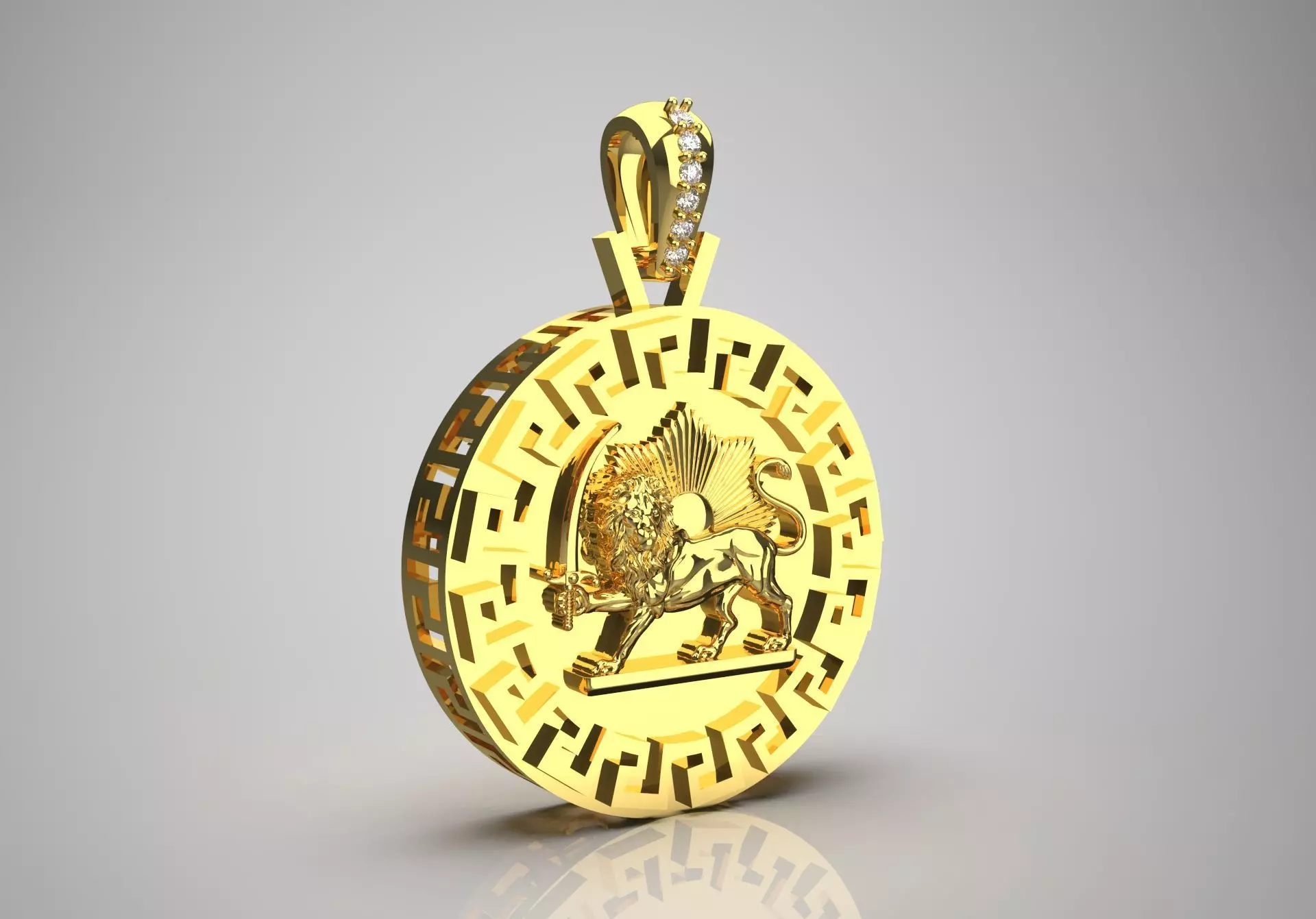 pahlavi gold pendant jp0159 3D print model_0