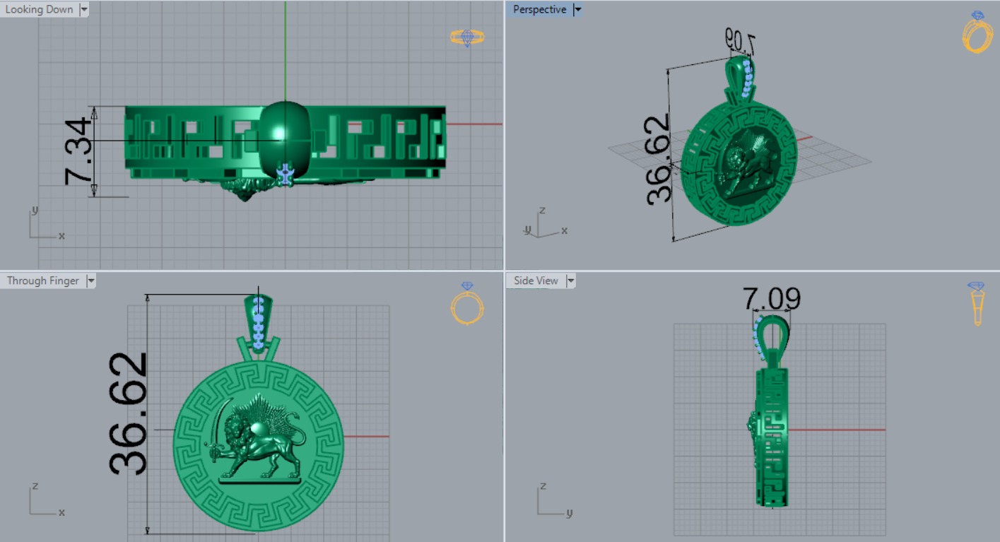pahlavi gold pendant jp0159 3D print model_5