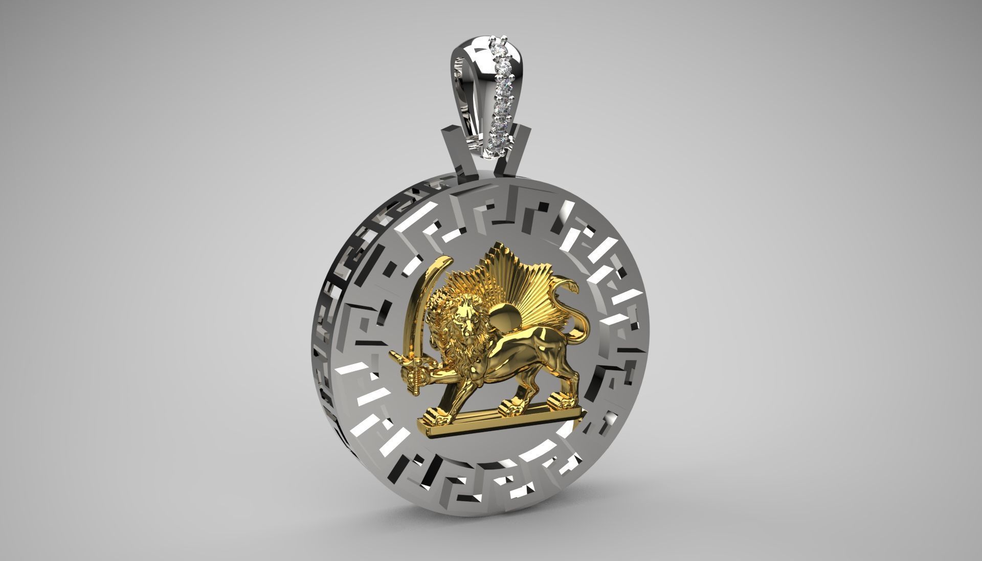 pahlavi gold pendant jp0159 3D print model_16