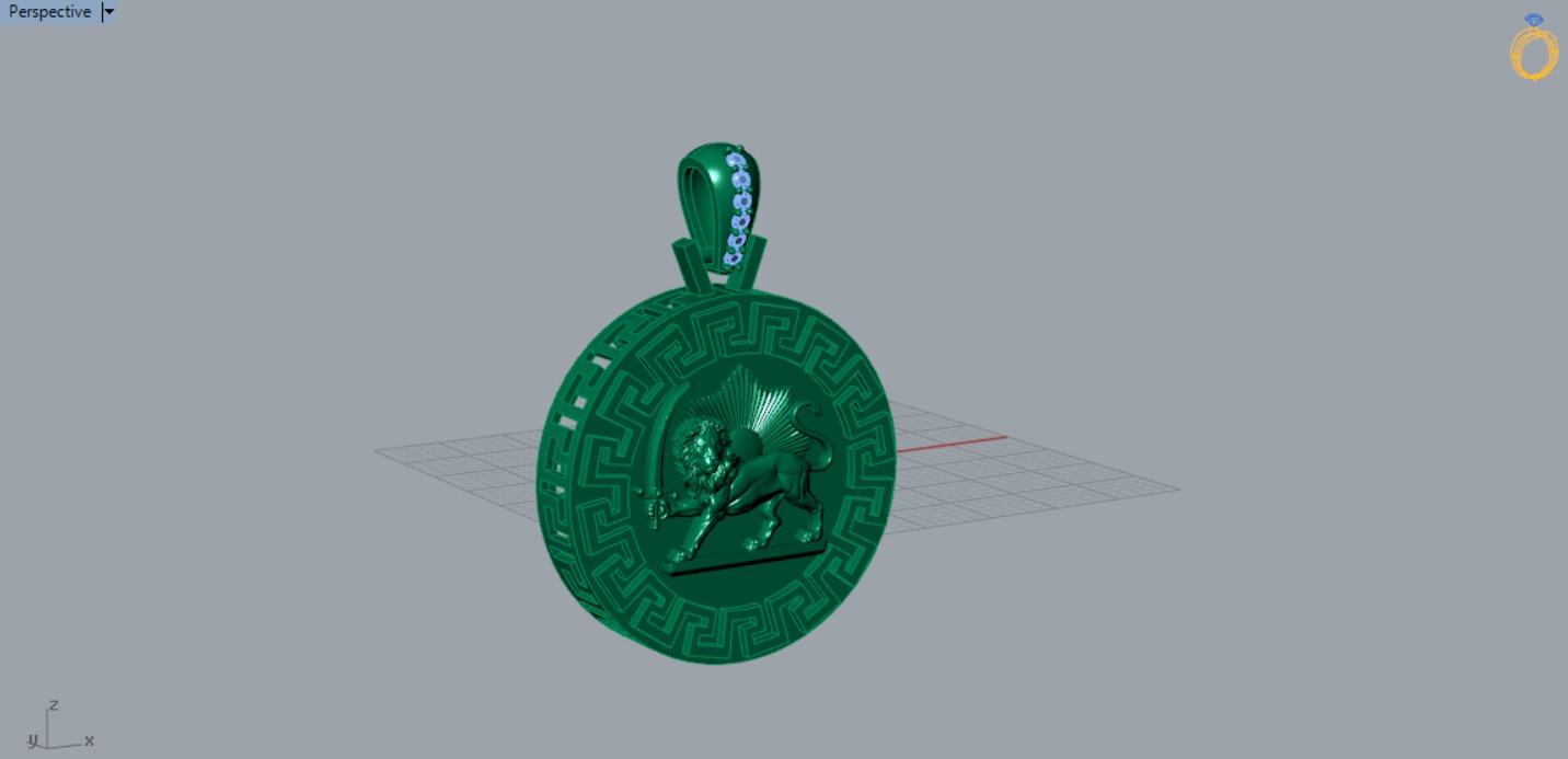 pahlavi gold pendant jp0159 3D print model_6