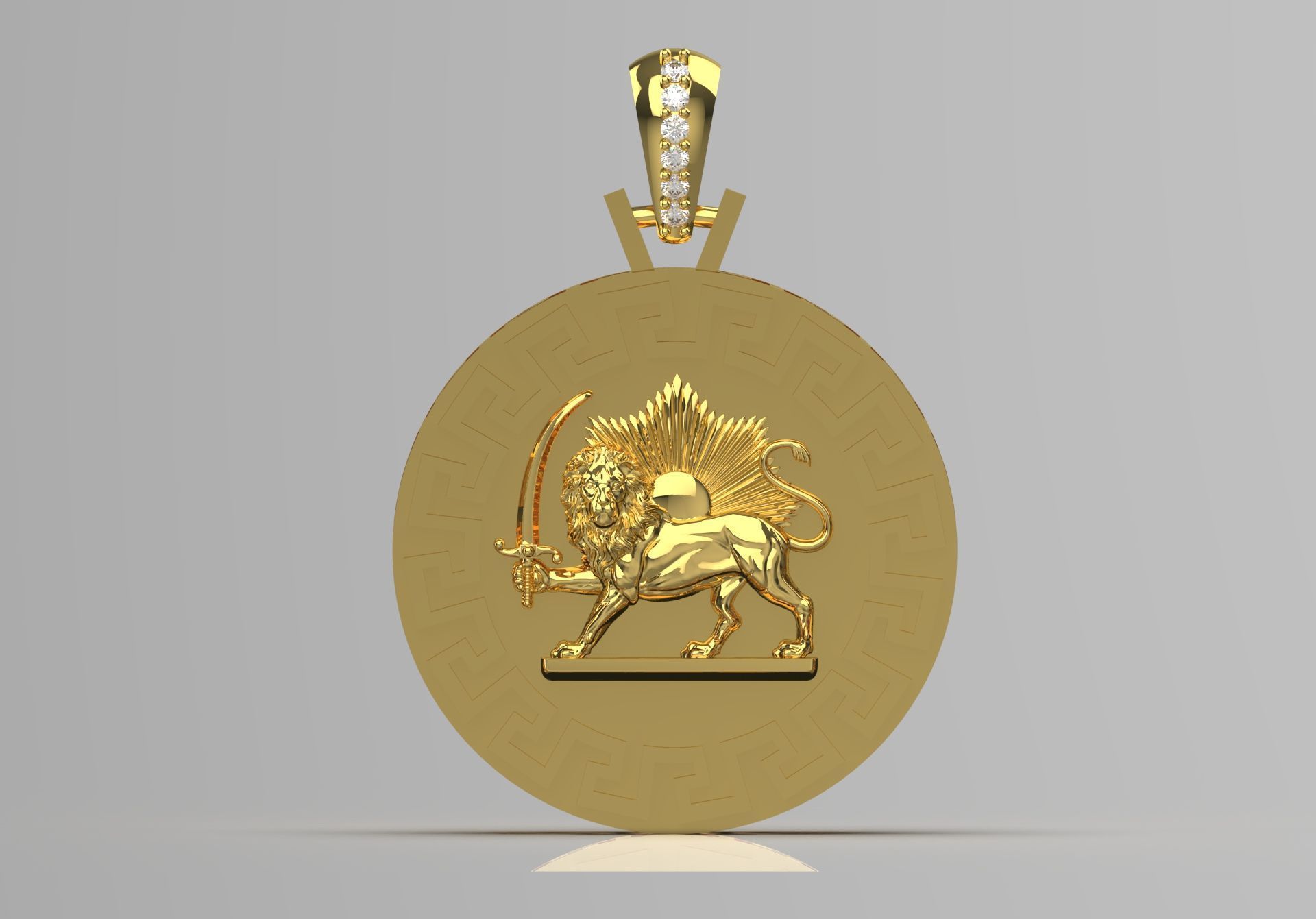 pahlavi gold pendant jp0159 3D print model_2