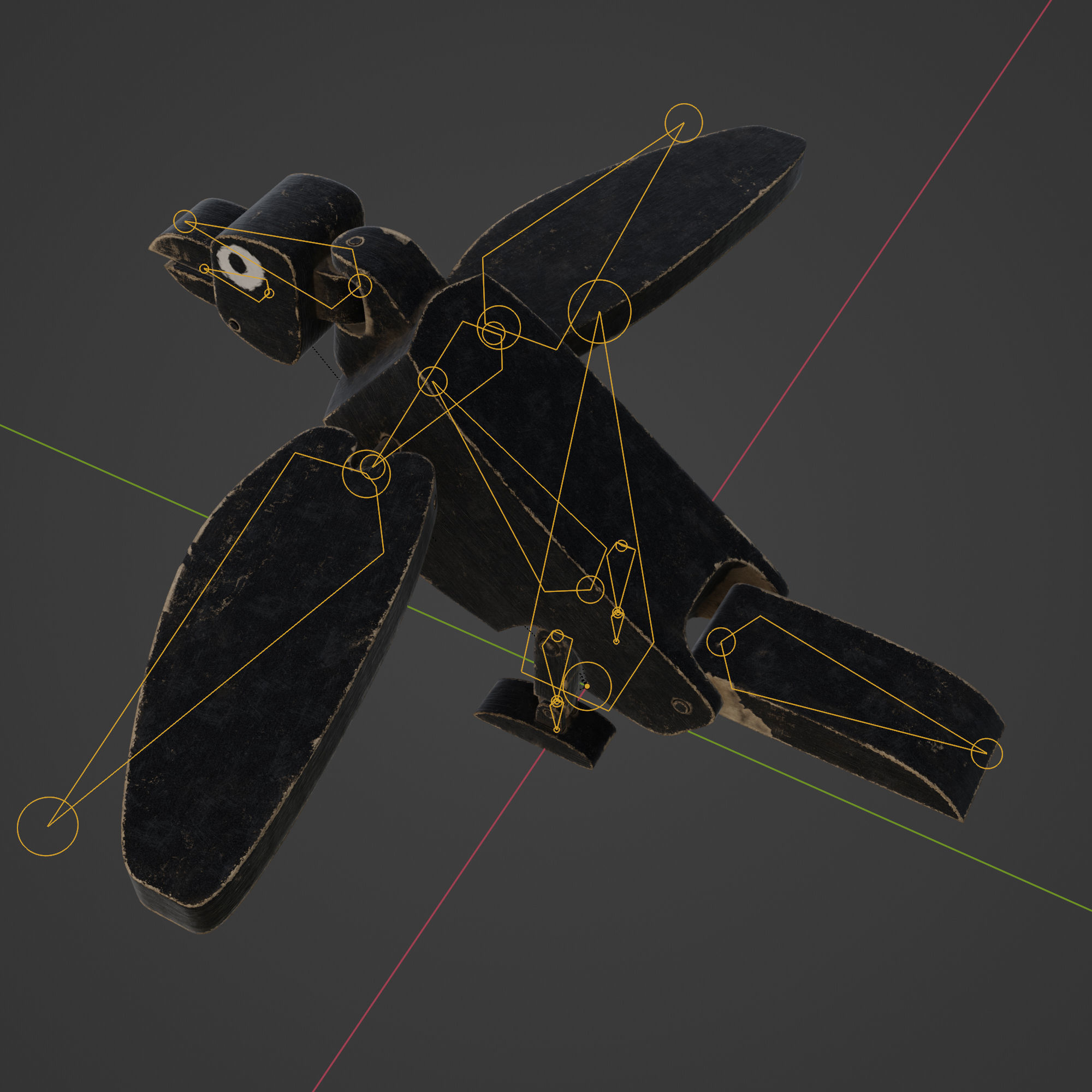 Wooden Toy Raven Low-poly 3D model_13