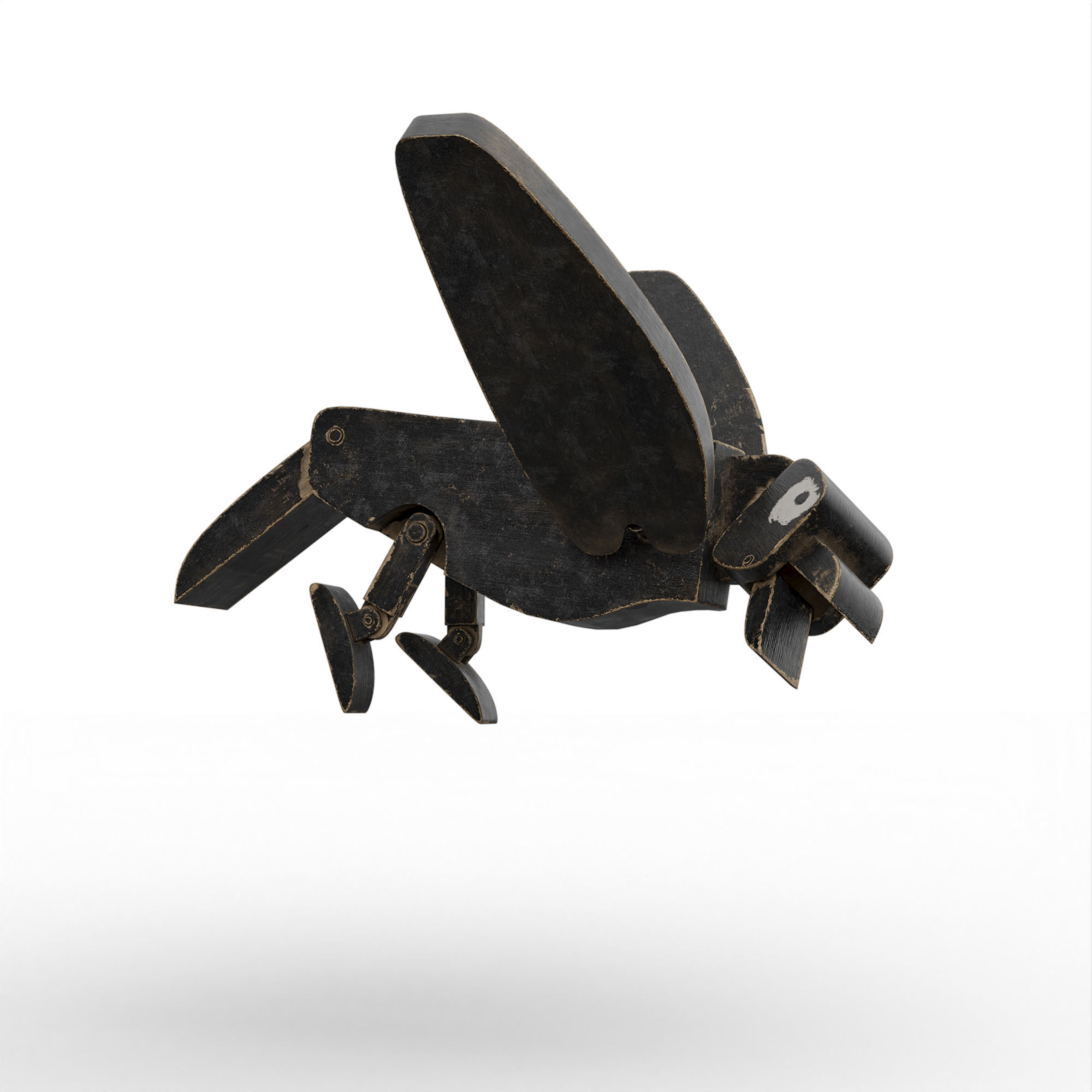 Wooden Toy Raven Low-poly 3D model_20