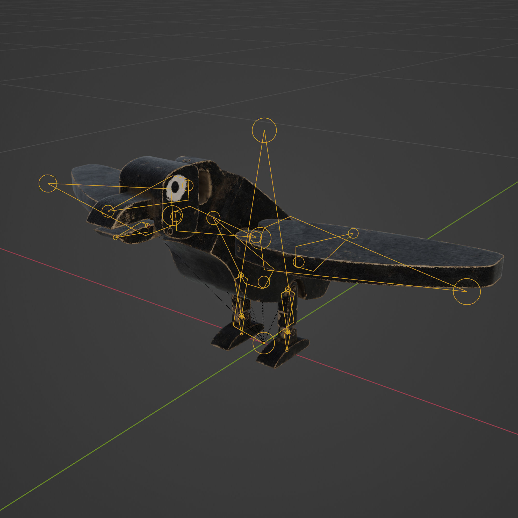 Wooden Toy Raven Low-poly 3D model_4