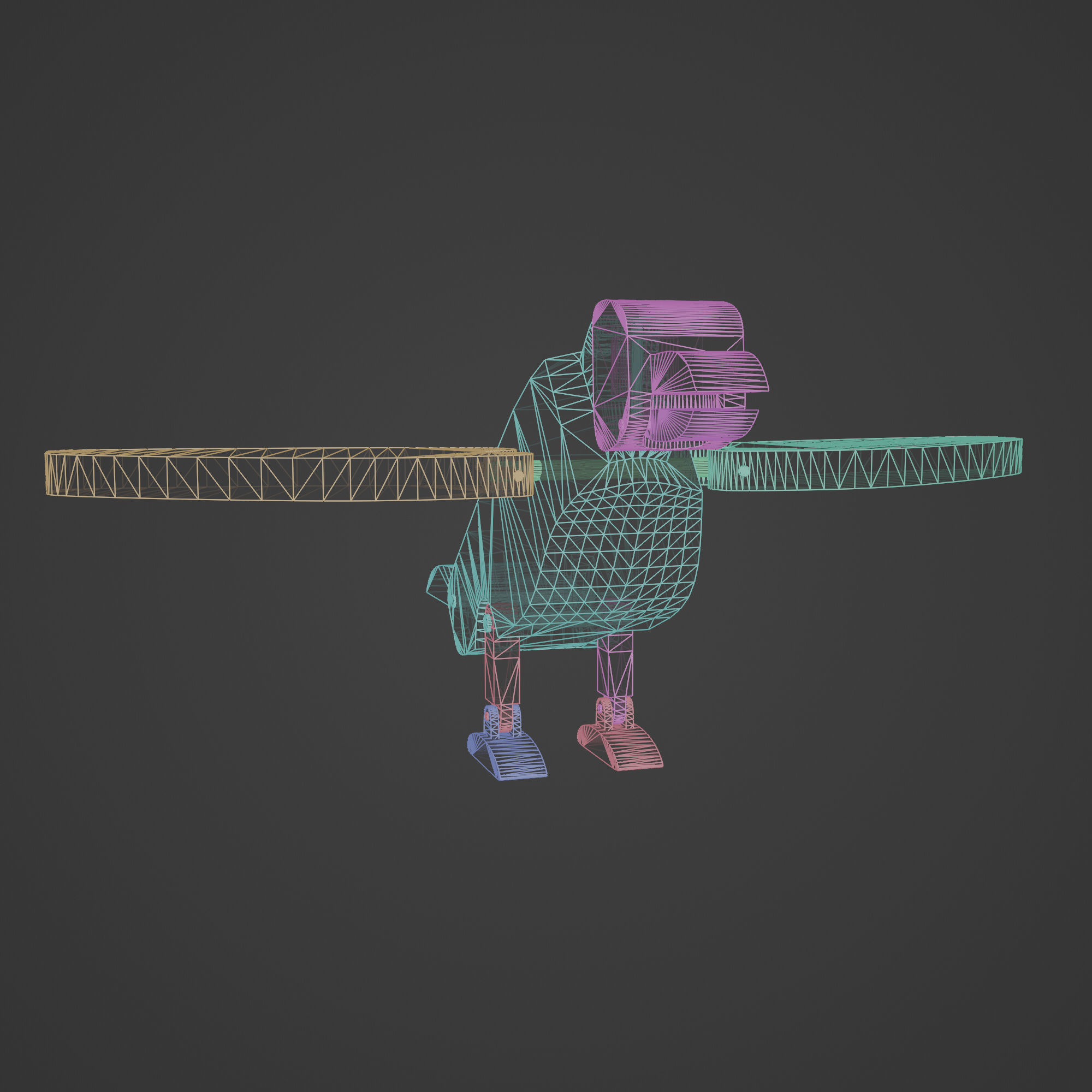Wooden Toy Raven Low-poly 3D model_8