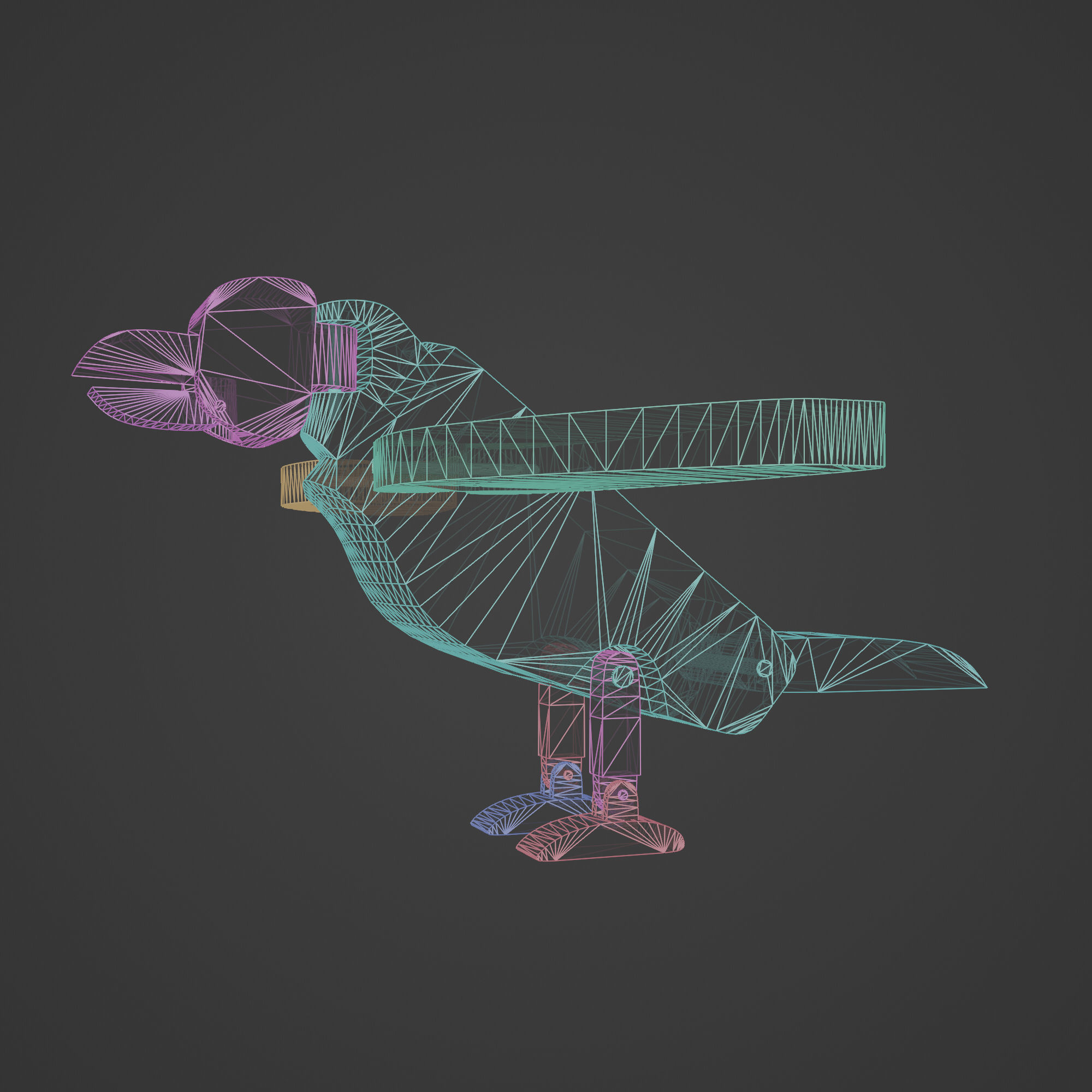 Wooden Toy Raven Low-poly 3D model_2