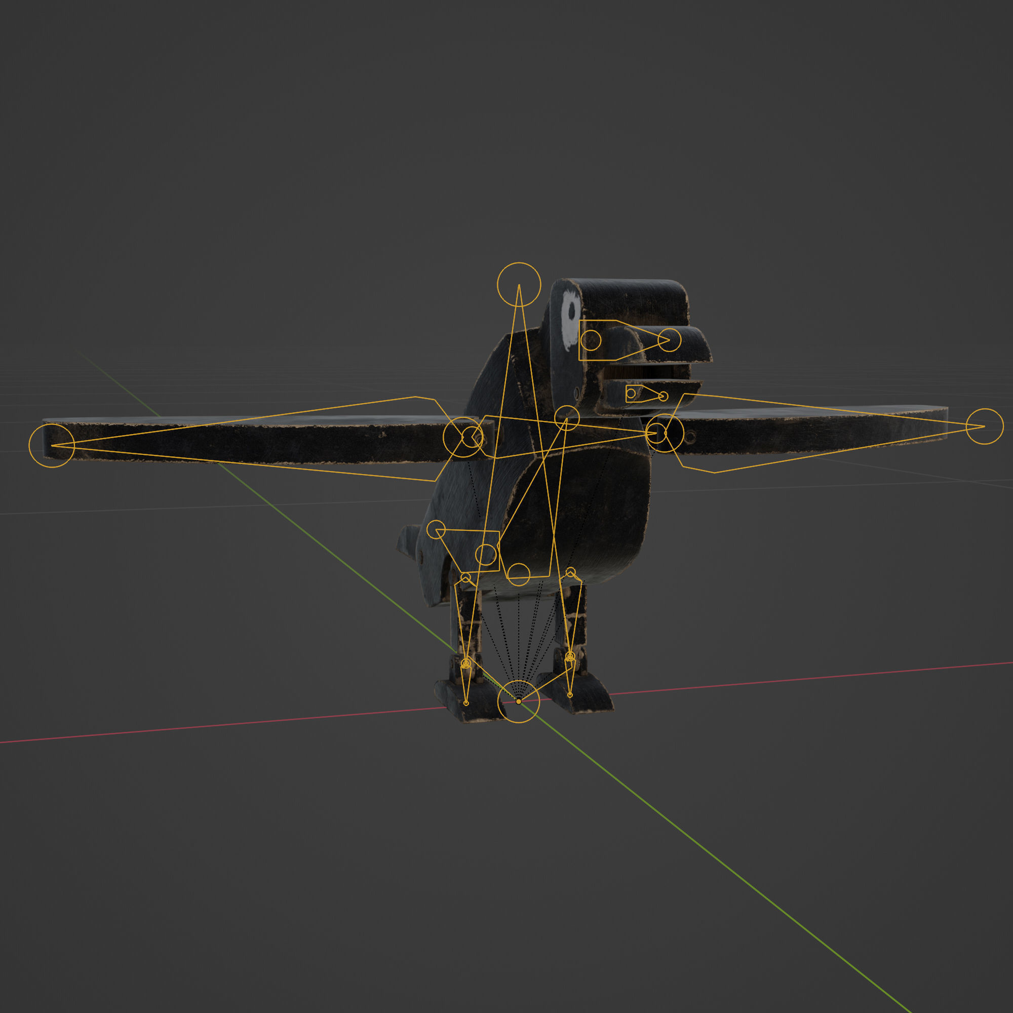 Wooden Toy Raven Low-poly 3D model_7