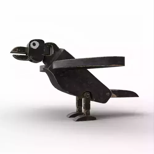 Wooden Toy Raven Low-poly 3D model
