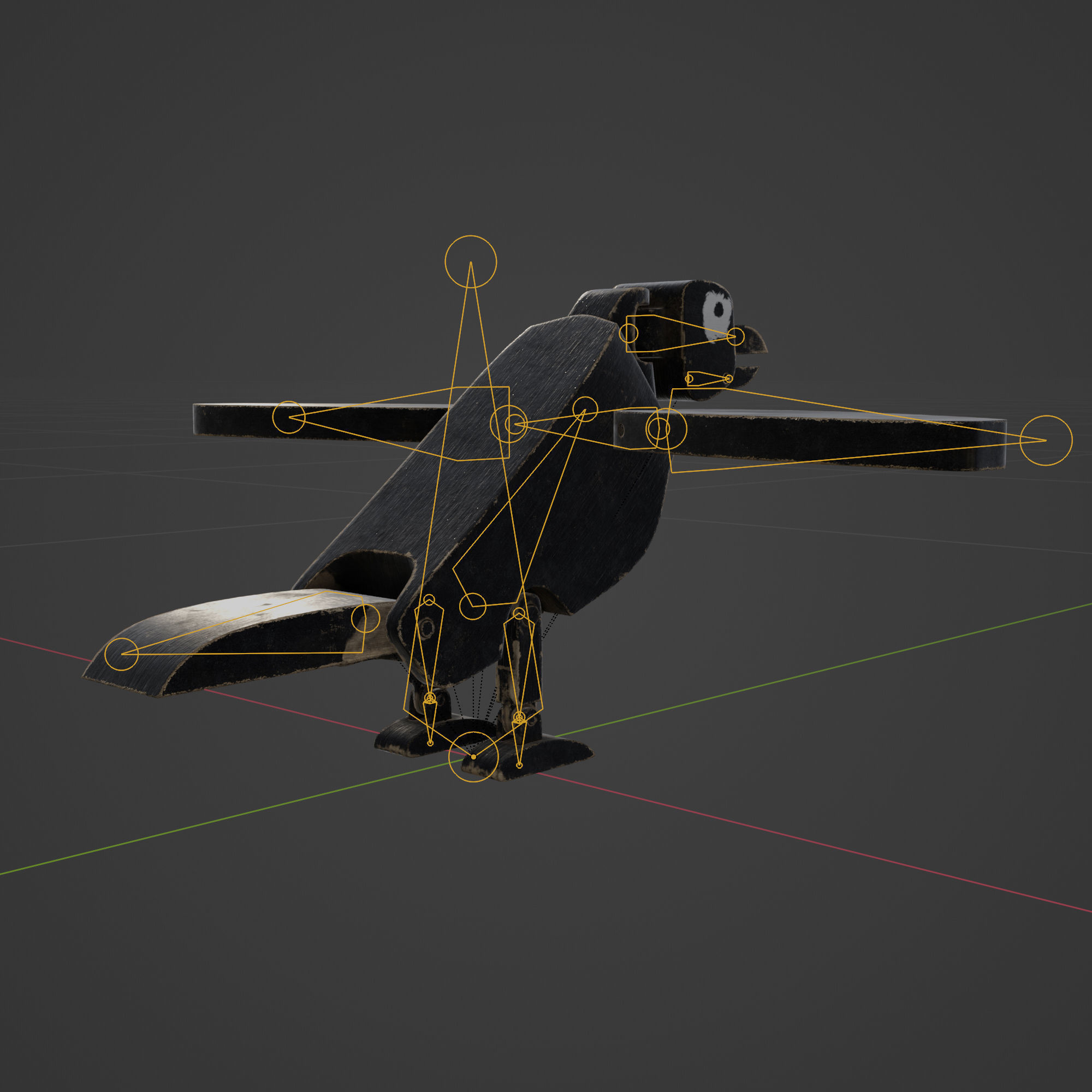 Wooden Toy Raven Low-poly 3D model_10