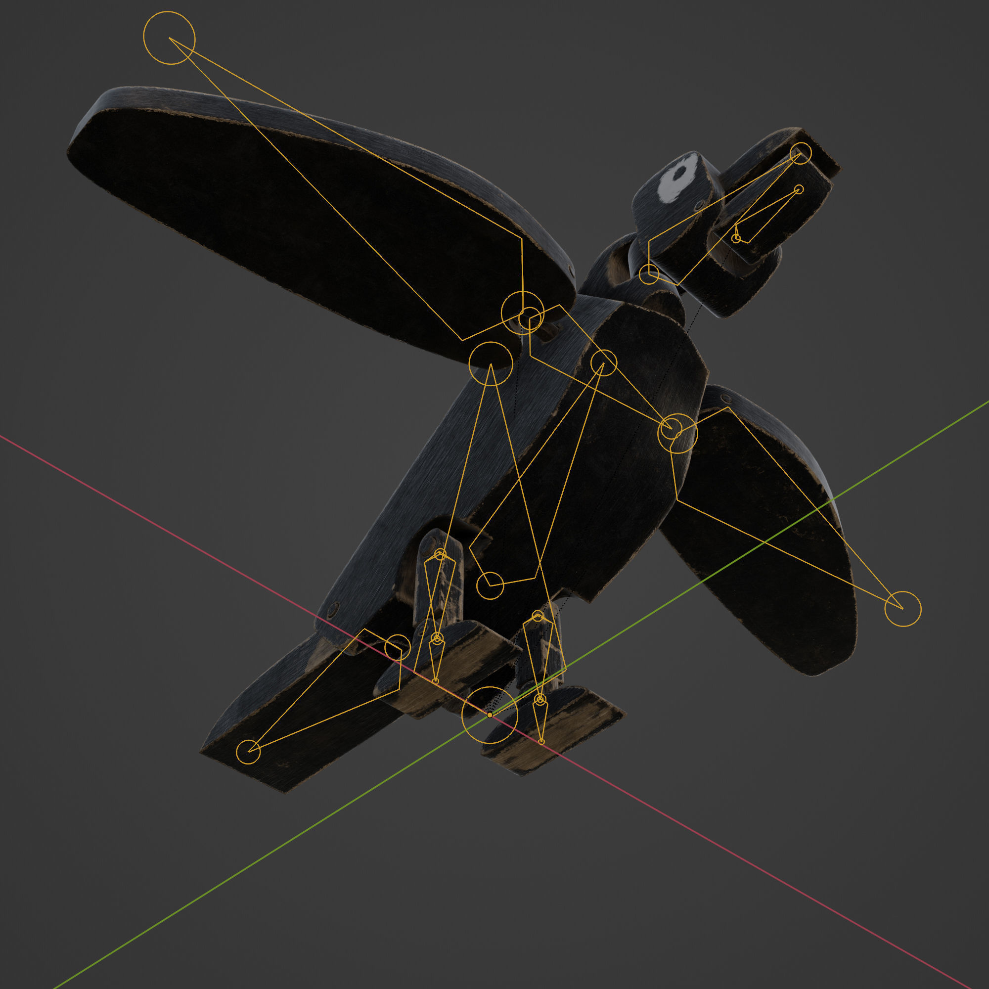 Wooden Toy Raven Low-poly 3D model_16