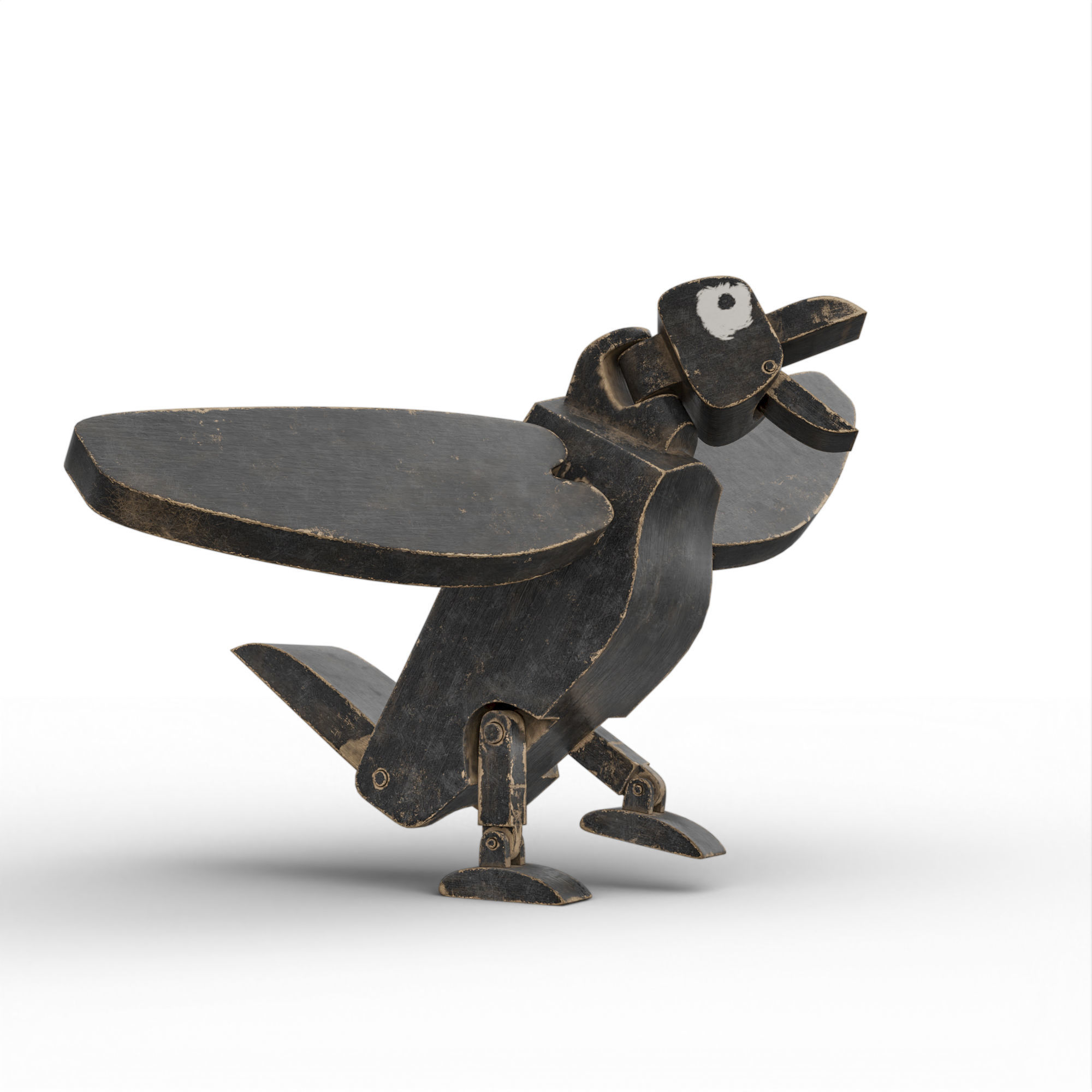 Wooden Toy Raven Low-poly 3D model_19