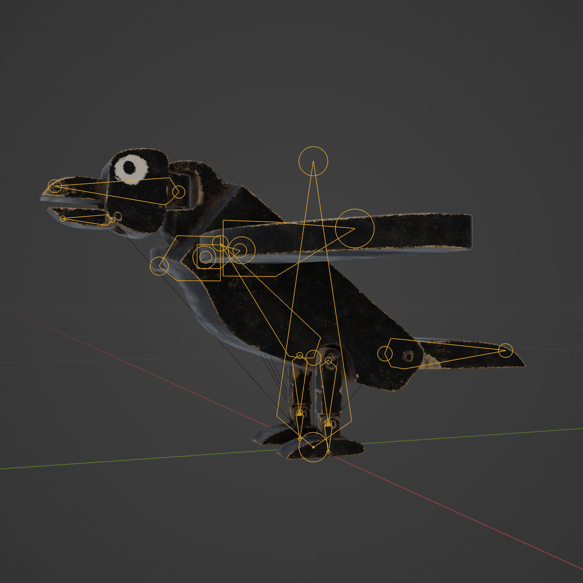 Wooden Toy Raven Low-poly 3D model_1