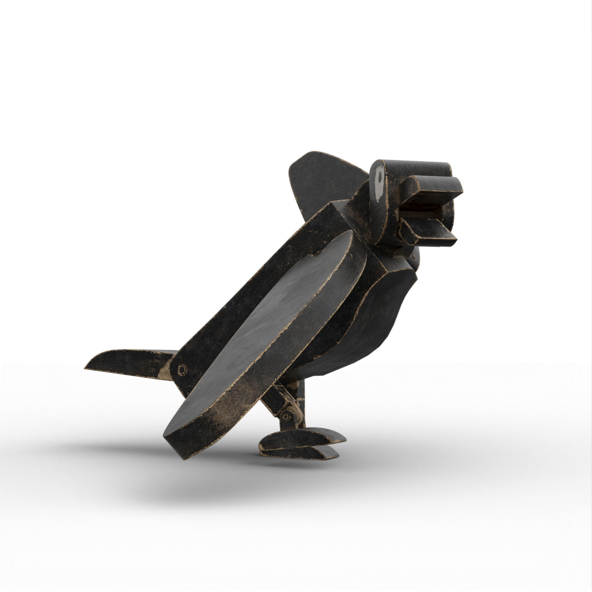 Wooden Toy Raven Low-poly 3D model_18