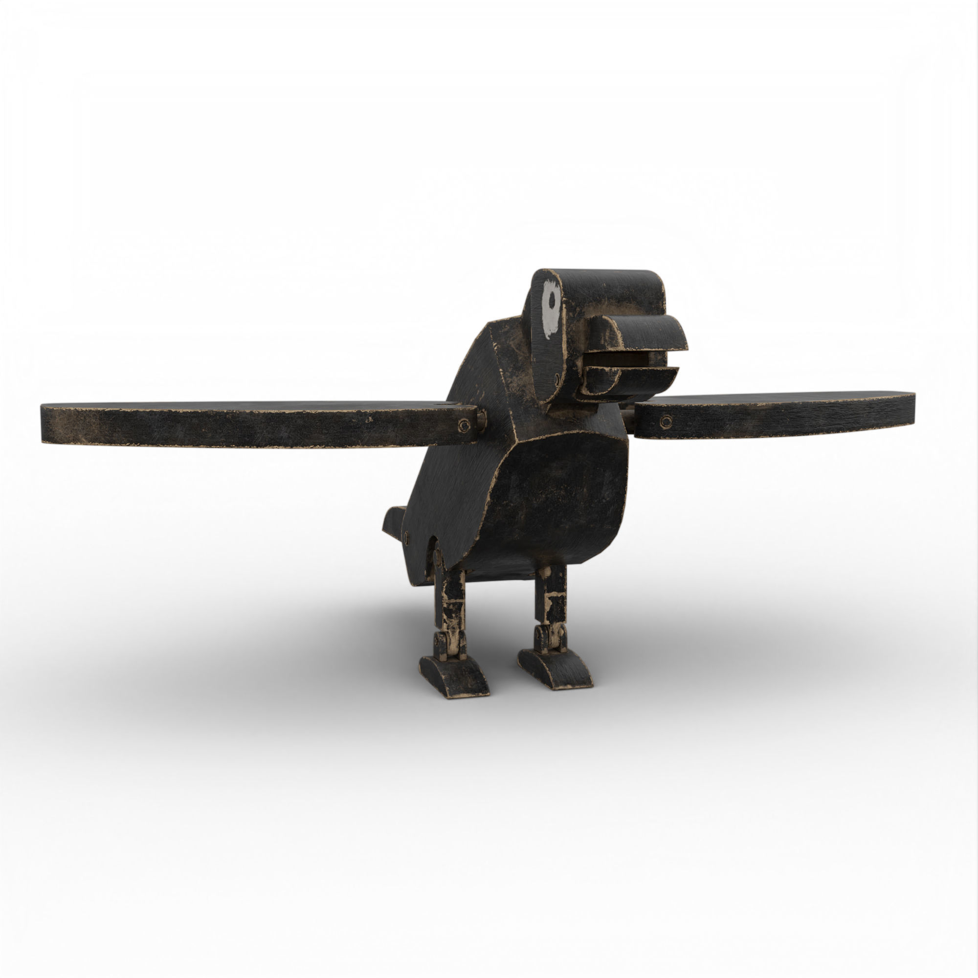 Wooden Toy Raven Low-poly 3D model_6