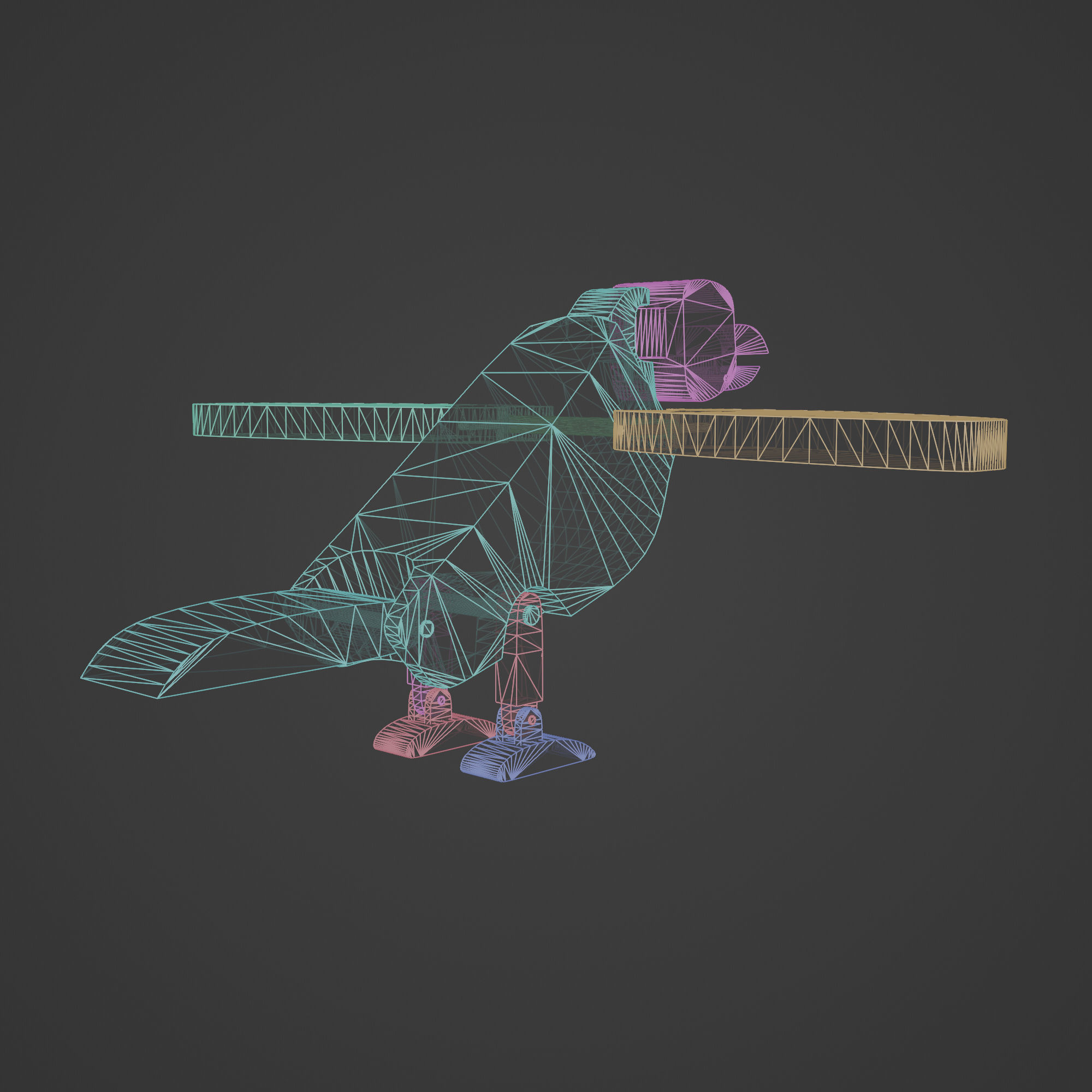 Wooden Toy Raven Low-poly 3D model_11