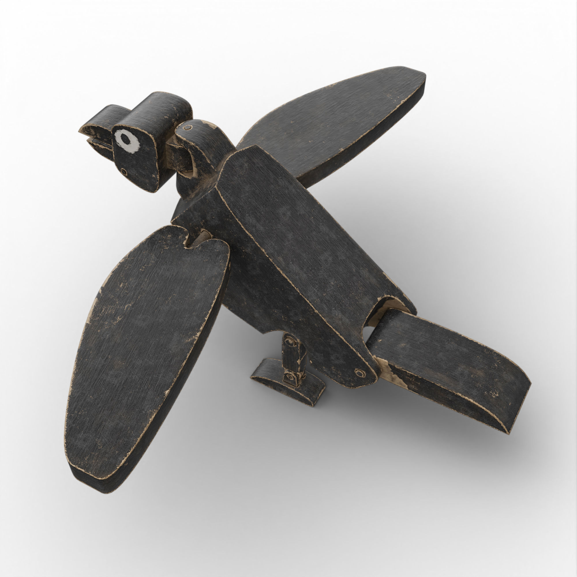 Wooden Toy Raven Low-poly 3D model_12