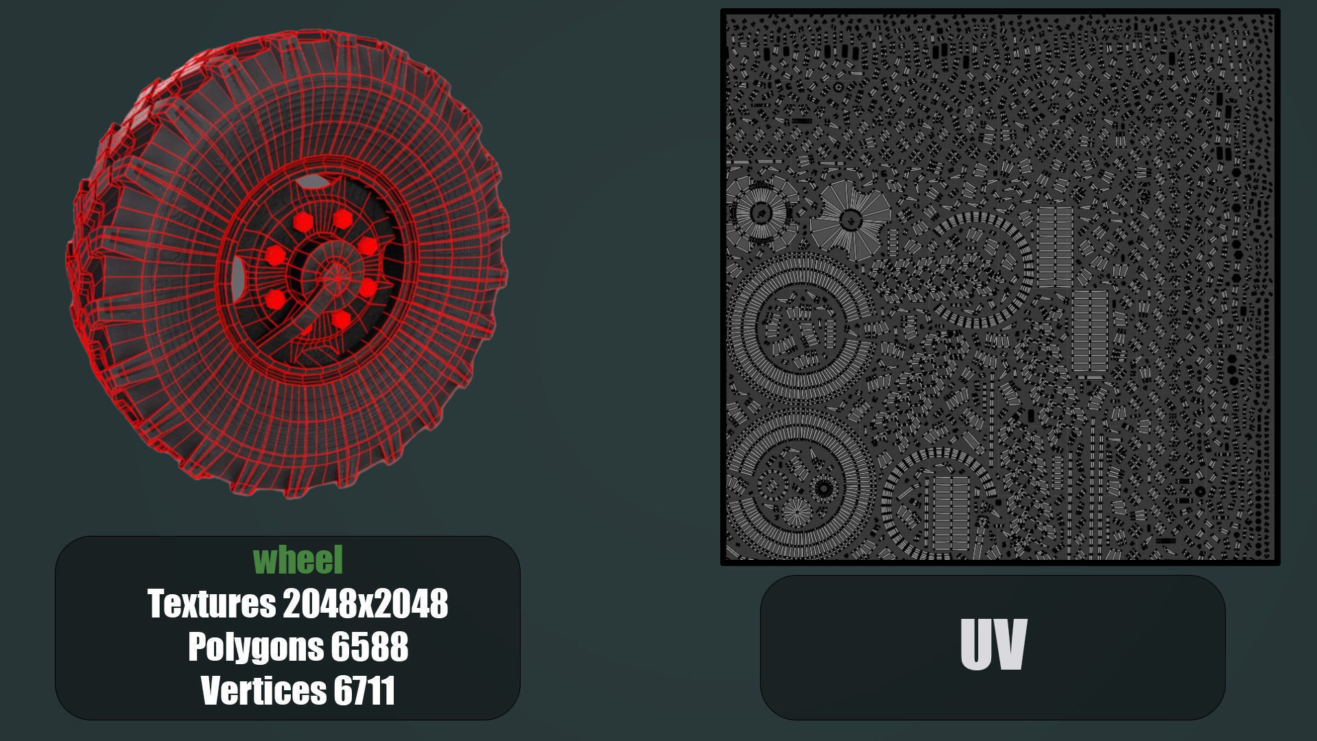 truck wheel PBR Game-Ready Low-poly 3D model_30