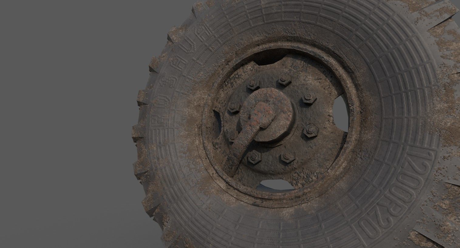 truck wheel PBR Game-Ready Low-poly 3D model_3