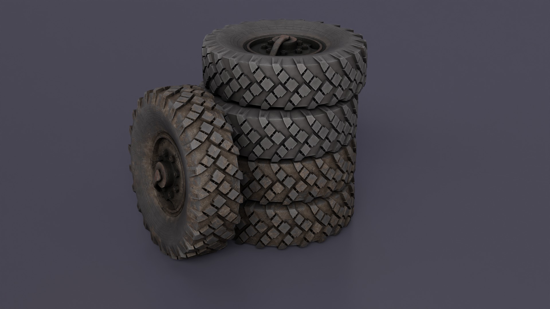 truck wheel PBR Game-Ready Low-poly 3D model_27