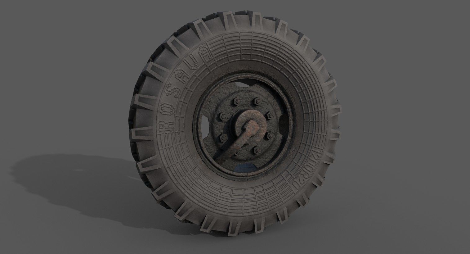 truck wheel PBR Game-Ready Low-poly 3D model_1