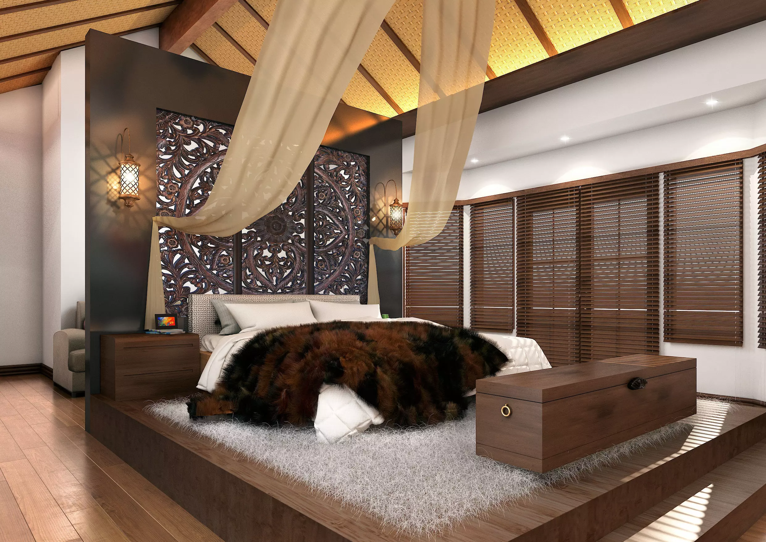 Bedroom interior scene 3D model 3D model_0