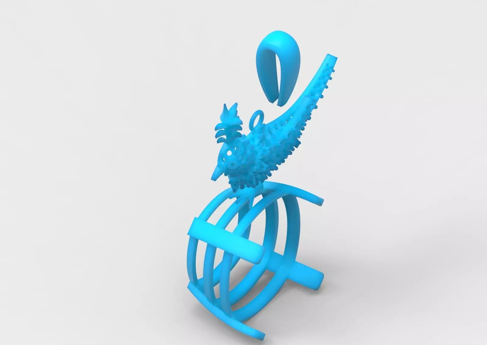 White gold STL pendant with bird design gemstone model jp0184 3D print model_28