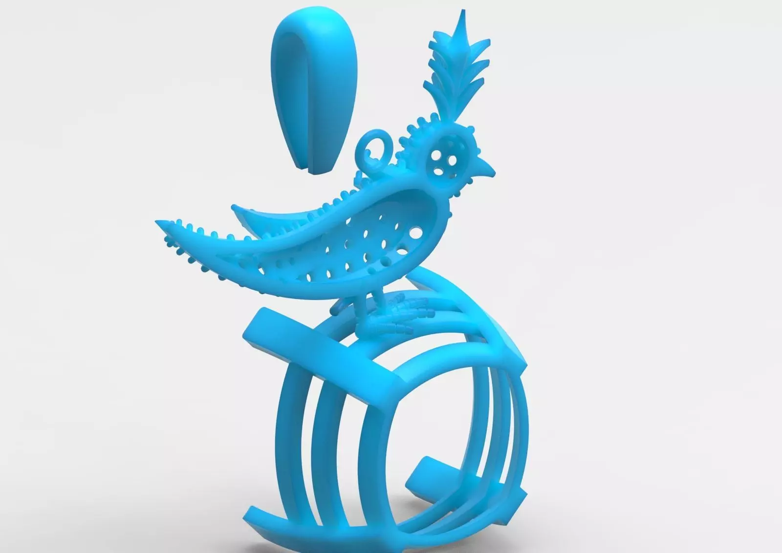 White gold STL pendant with bird design gemstone model jp0184 3D print model_29