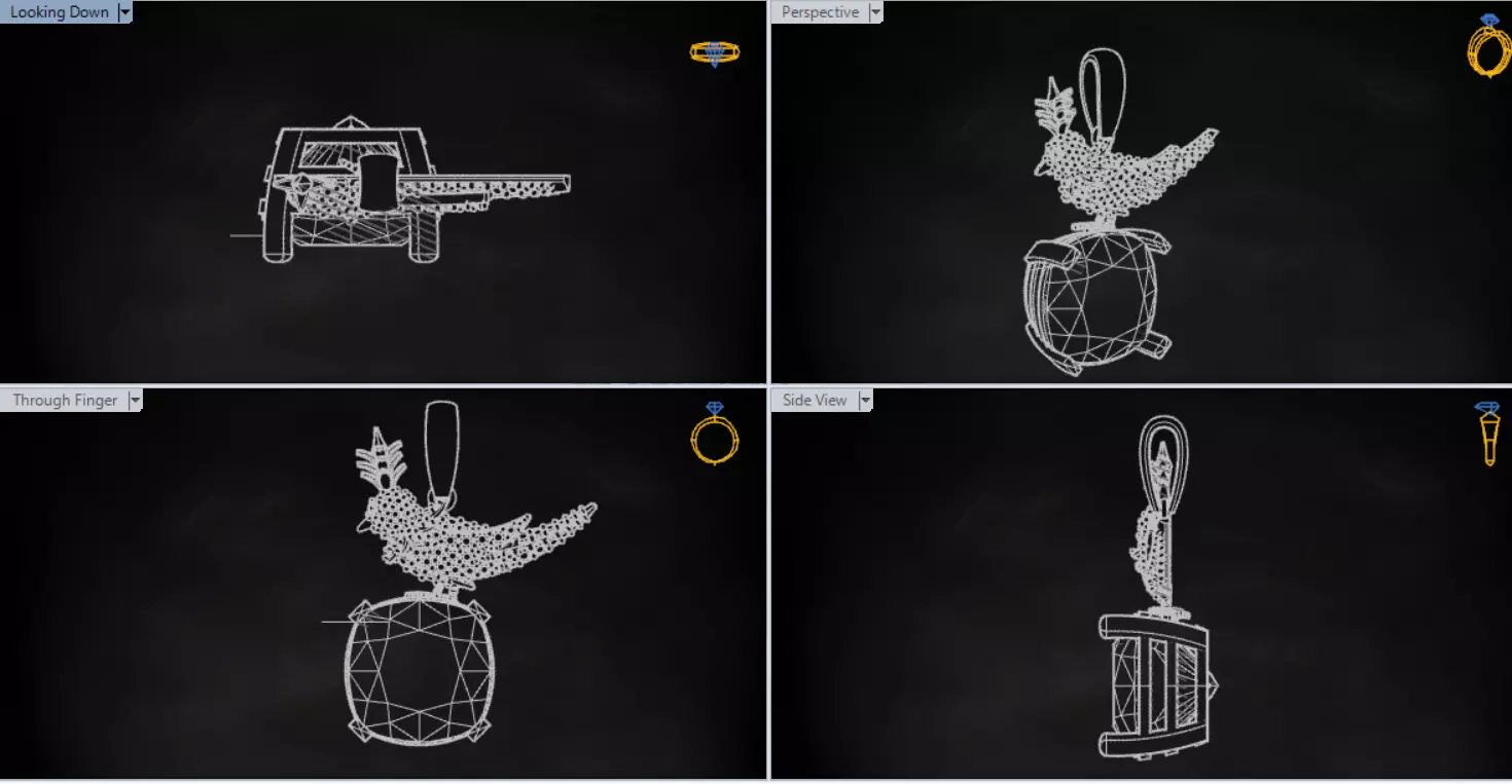 White gold STL pendant with bird design gemstone model jp0184 3D print model_31