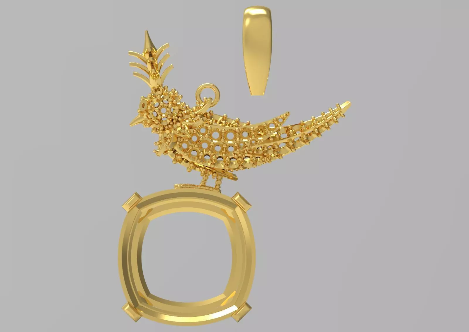 White gold STL pendant with bird design gemstone model jp0184 3D print model_22