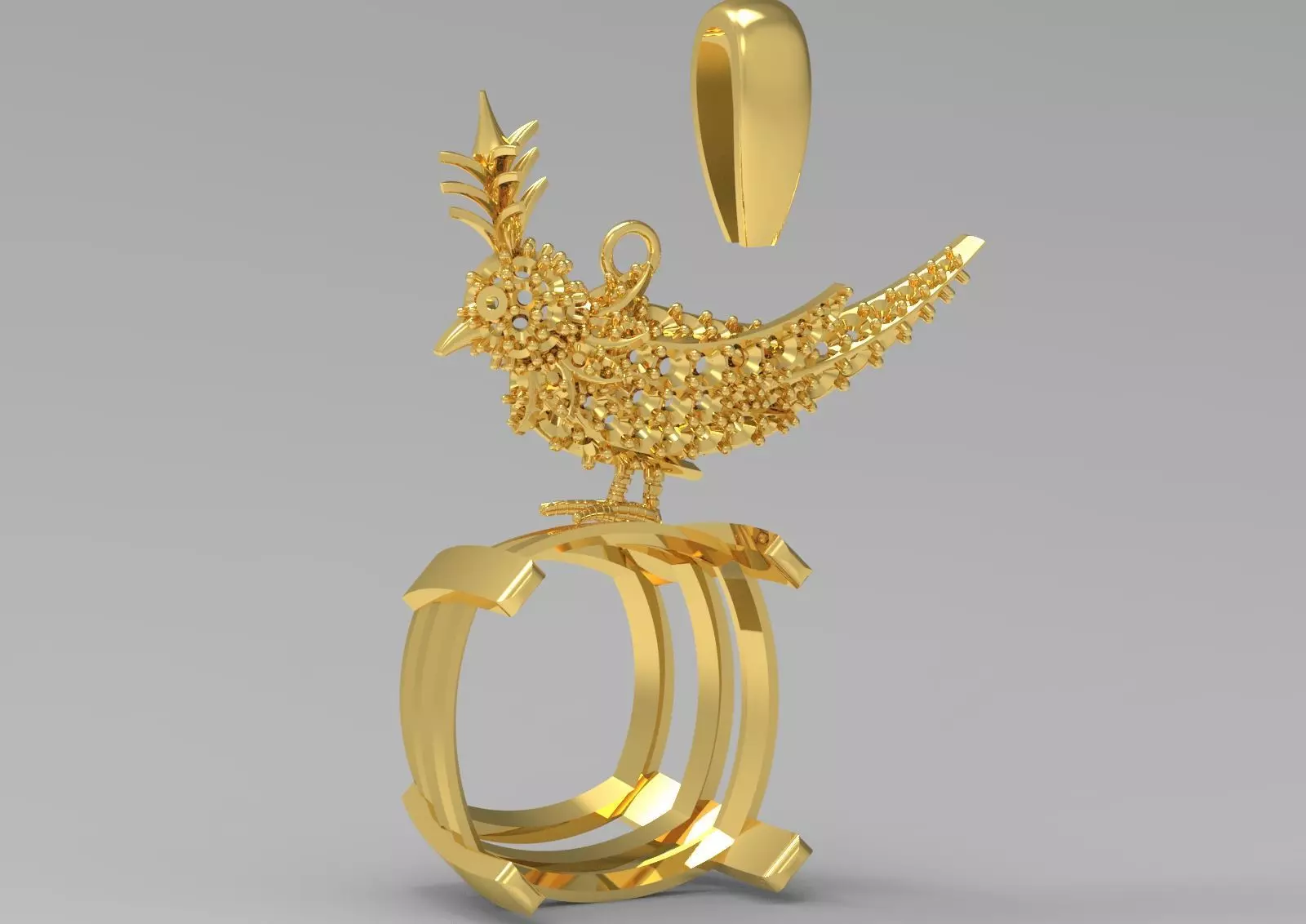 White gold STL pendant with bird design gemstone model jp0184 3D print model_21