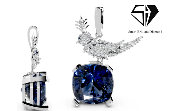Luxury woman  Bird Gemstone Pendant 3D Model jp0184