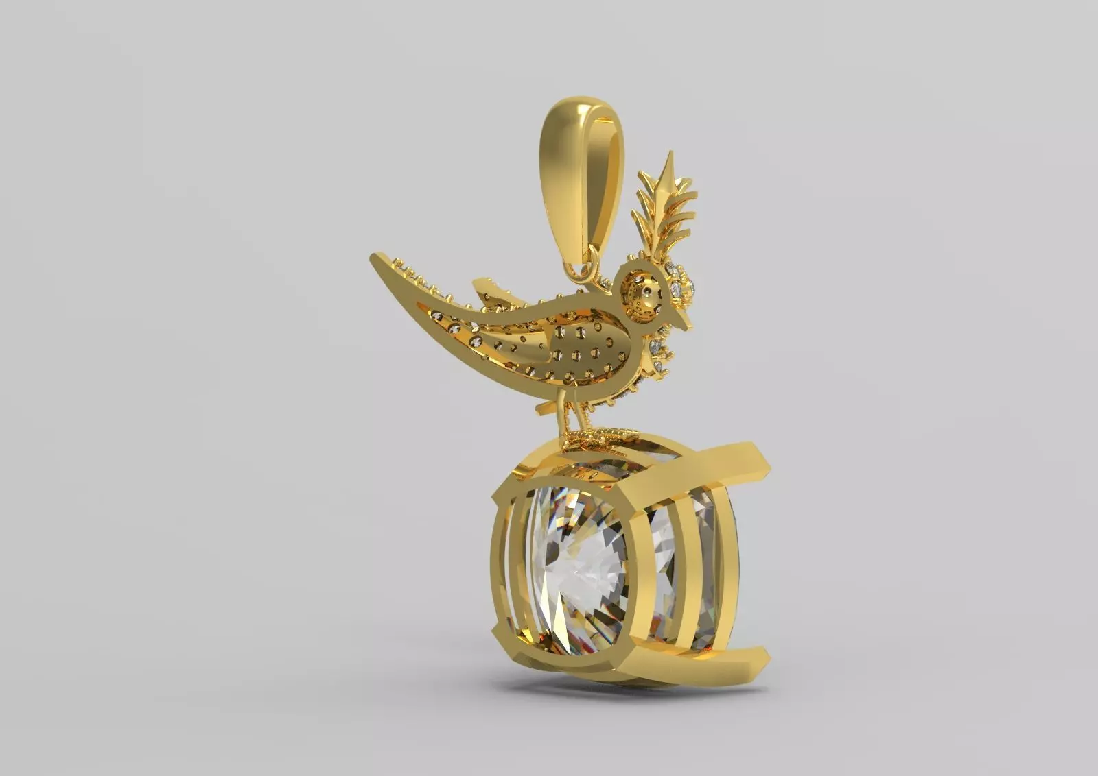 White gold STL pendant with bird design gemstone model jp0184 3D print model_20