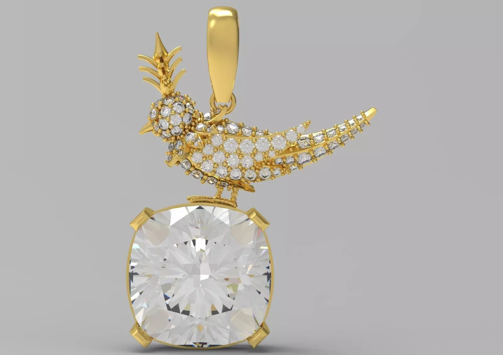 White gold STL pendant with bird design gemstone model jp0184 3D print model_18