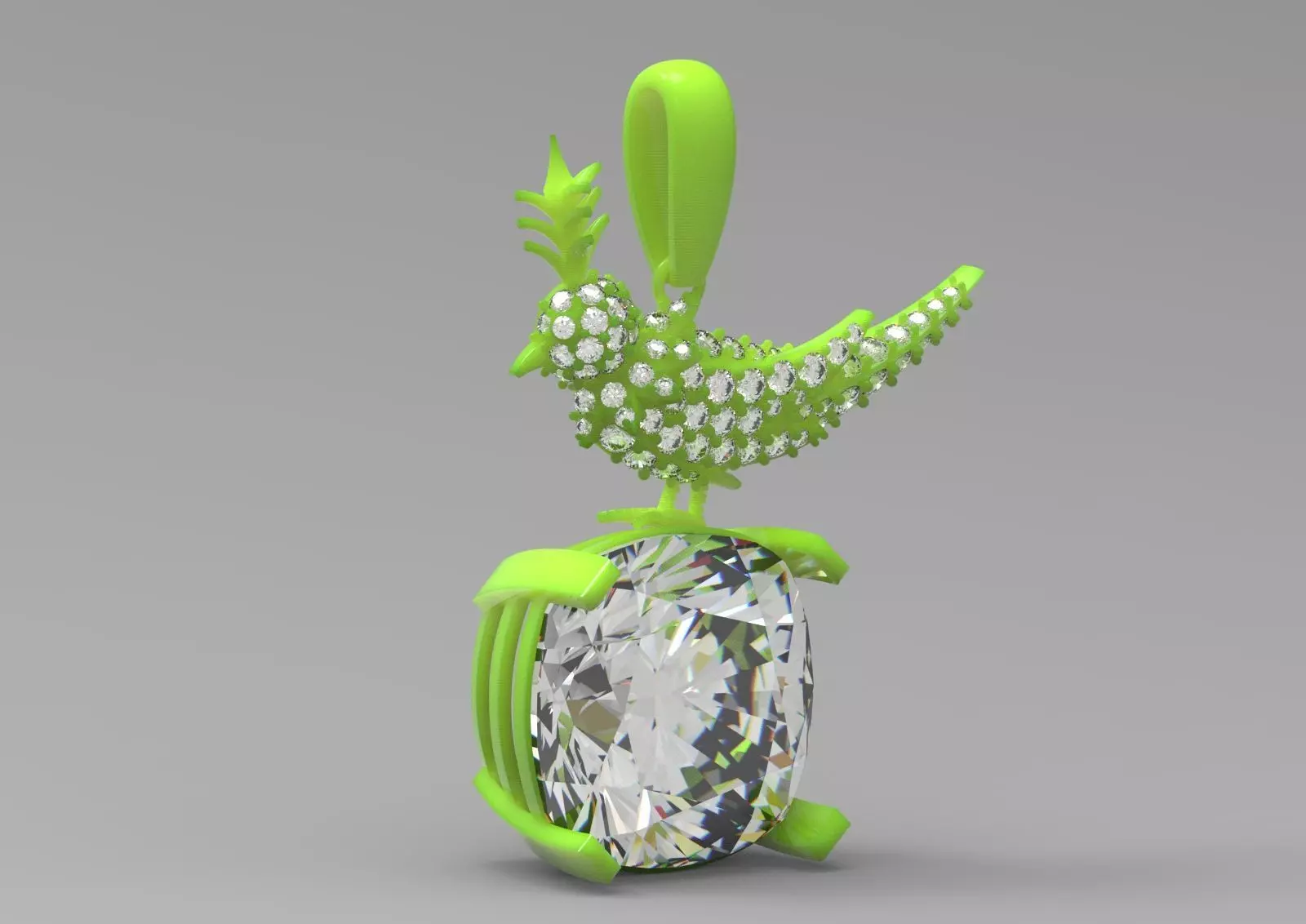 White gold STL pendant with bird design gemstone model jp0184 3D print model_25