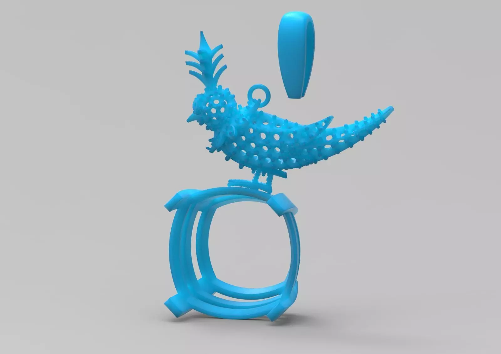 White gold STL pendant with bird design gemstone model jp0184 3D print model_27