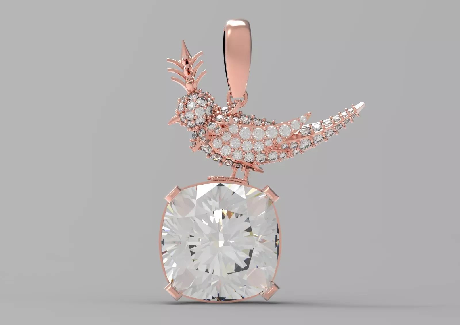 White gold STL pendant with bird design gemstone model jp0184 3D print model_23